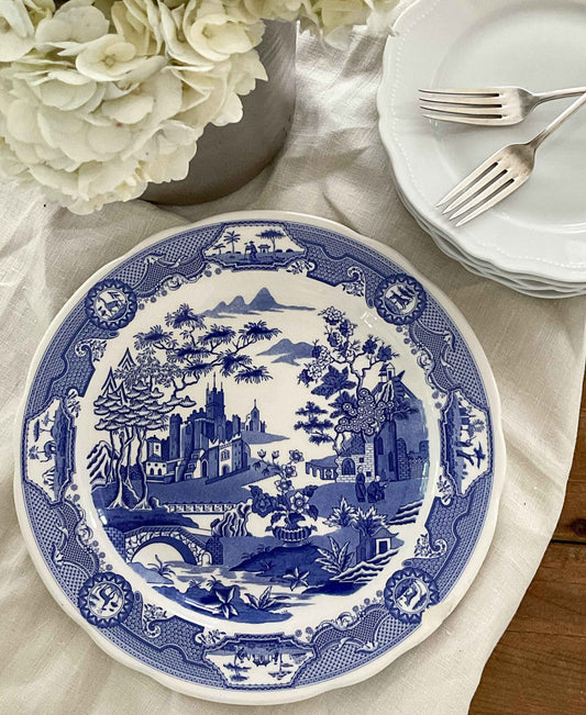 Spode Blue Room Gothic Castle Plate | Blue Transferware Made in England