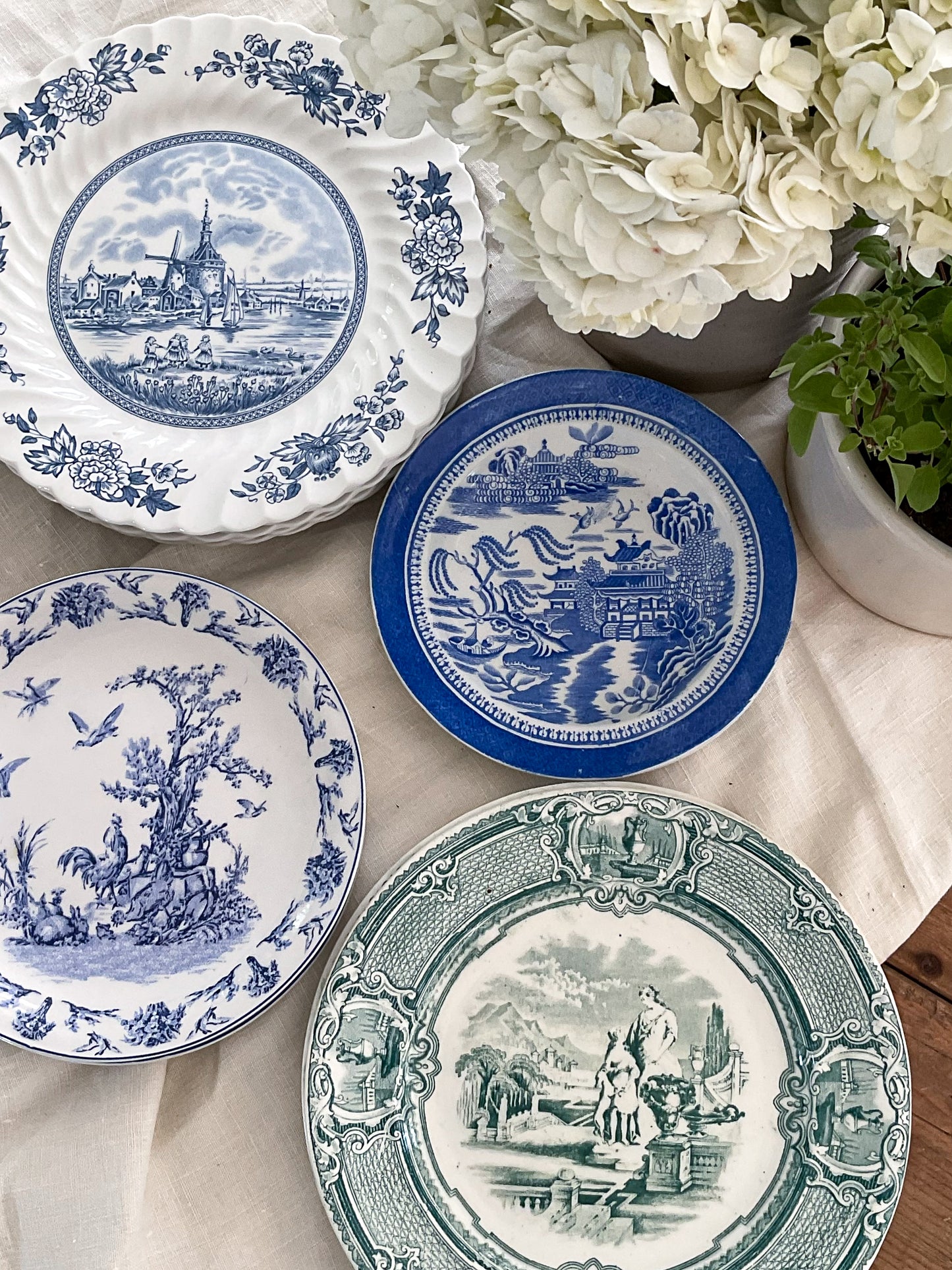 Antique Copeland Spode Mandarin Blue Transferware Plates – Set of 2