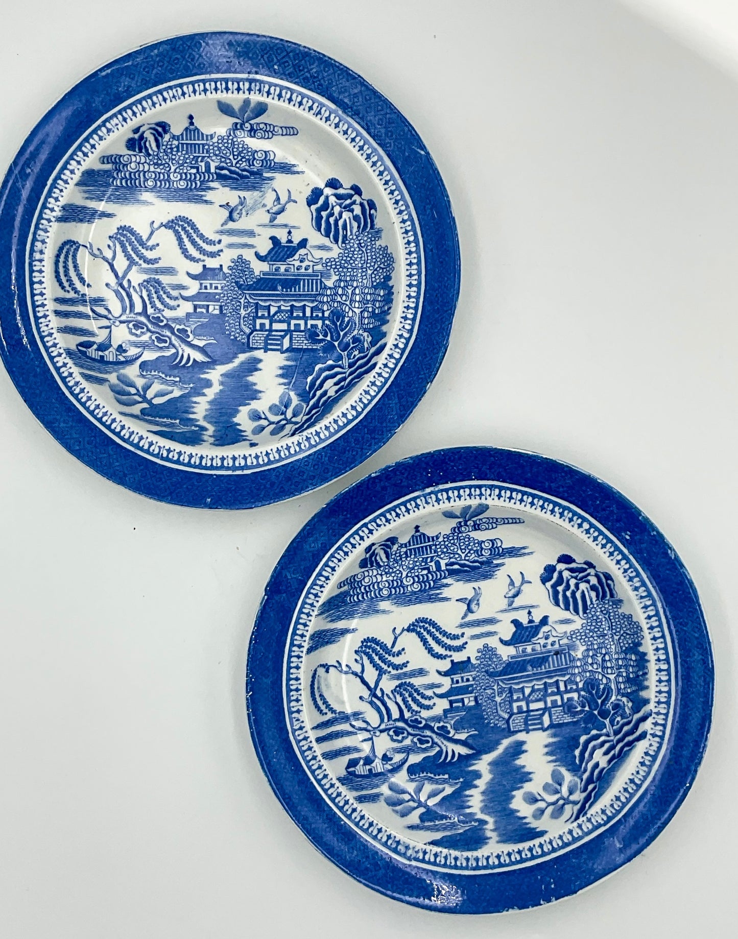 Antique Copeland Spode Mandarin Blue Transferware Plates – Set of 2