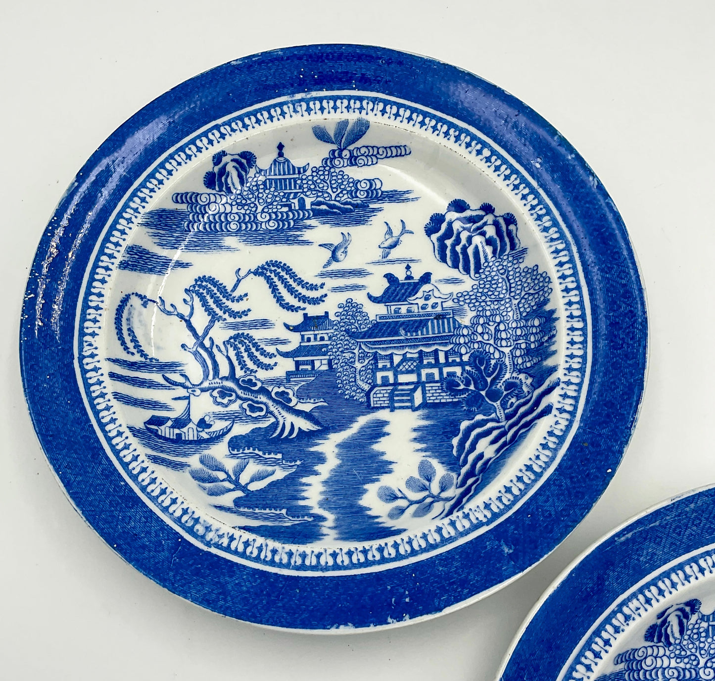 Antique Copeland Spode Mandarin Blue Transferware Plates – Set of 2