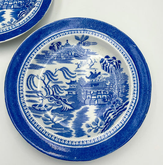 Antique Copeland Spode Mandarin Blue Transferware Plates – Set of 2