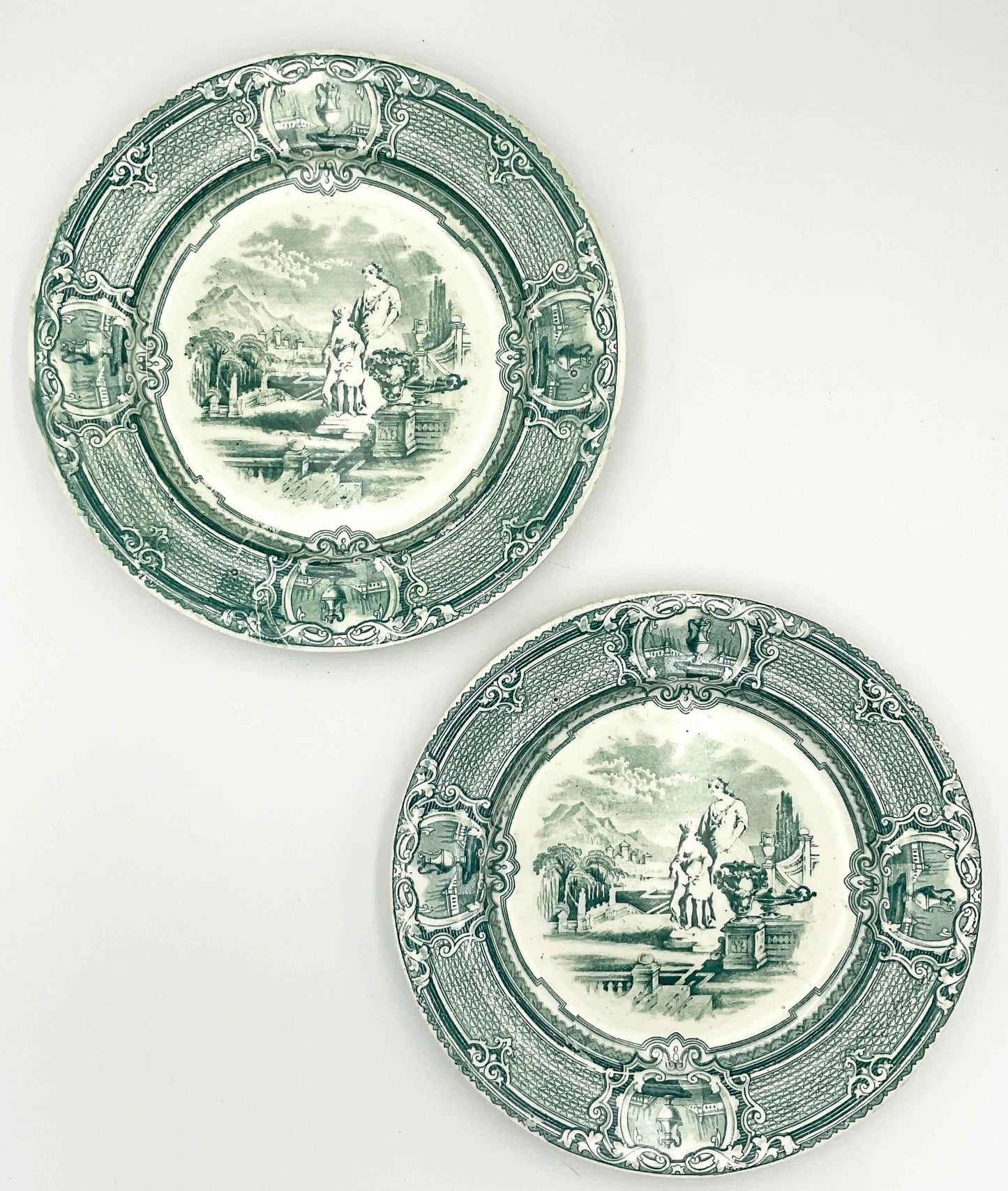 Antique Portuguese Green Transferware Plate – Fábrica de Loiça de Sacavém