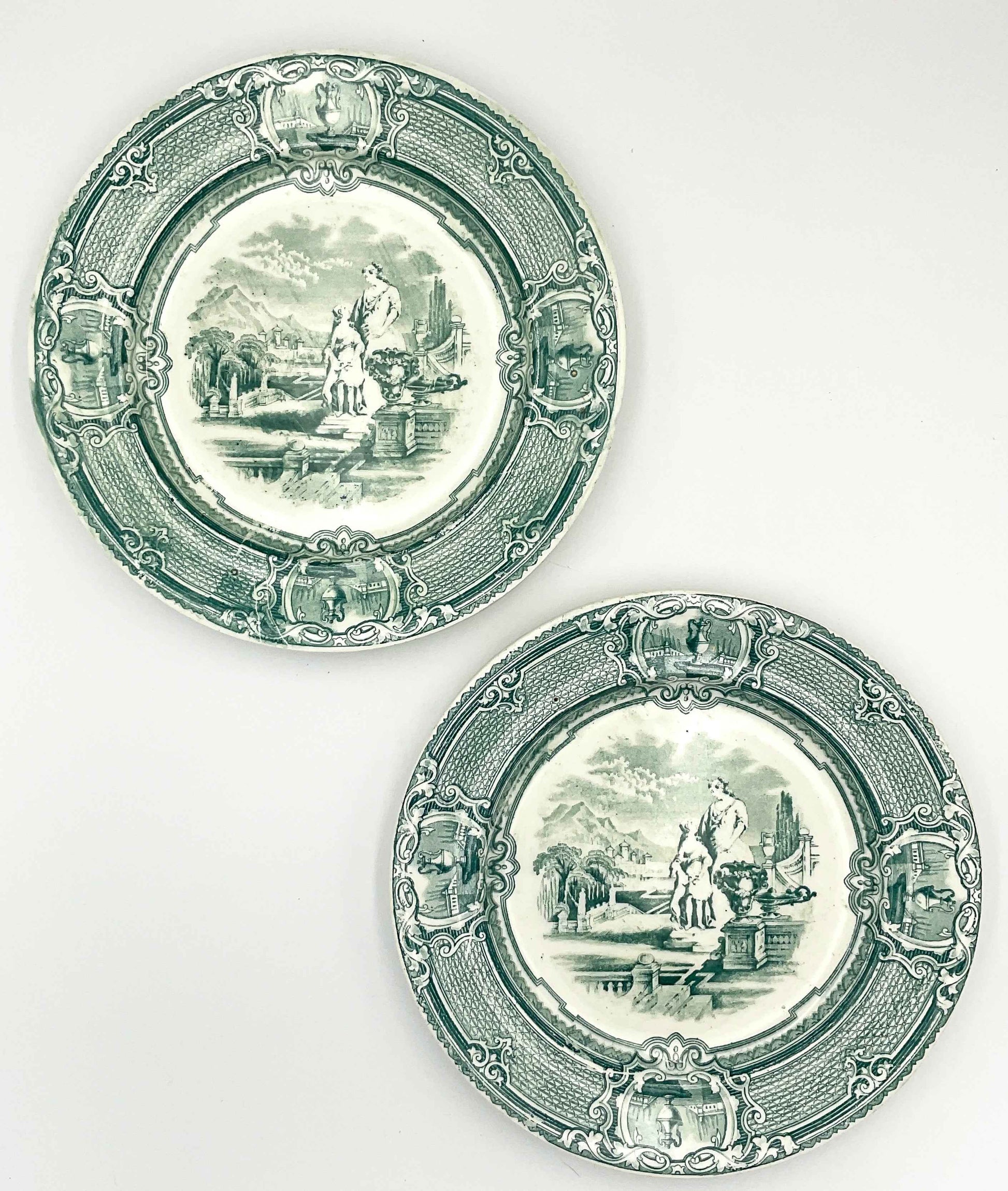 Antique Portuguese Green Transferware Plate – Fábrica de Loiça de Sacavém
