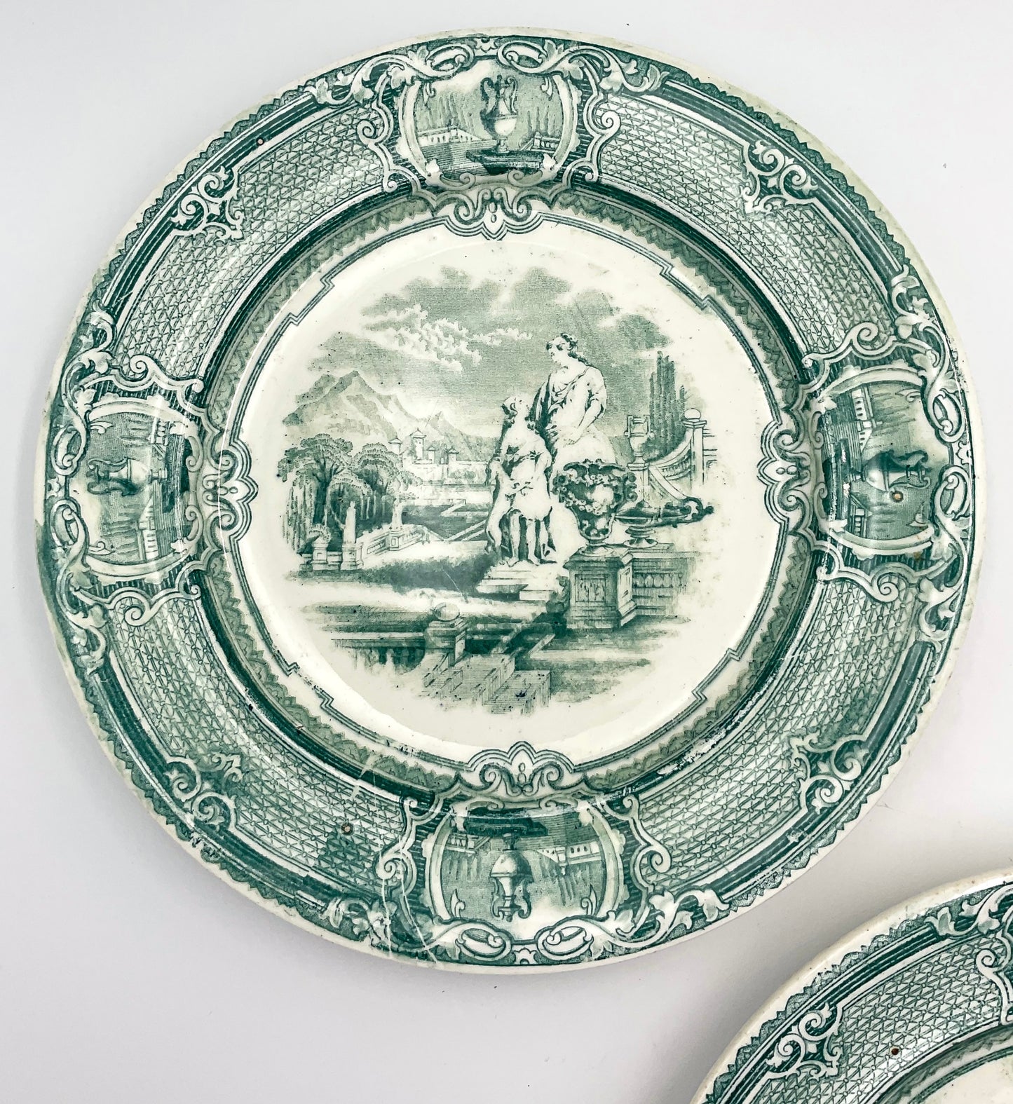Antique Portuguese Green Transferware Plate – Fábrica de Loiça de Sacavém