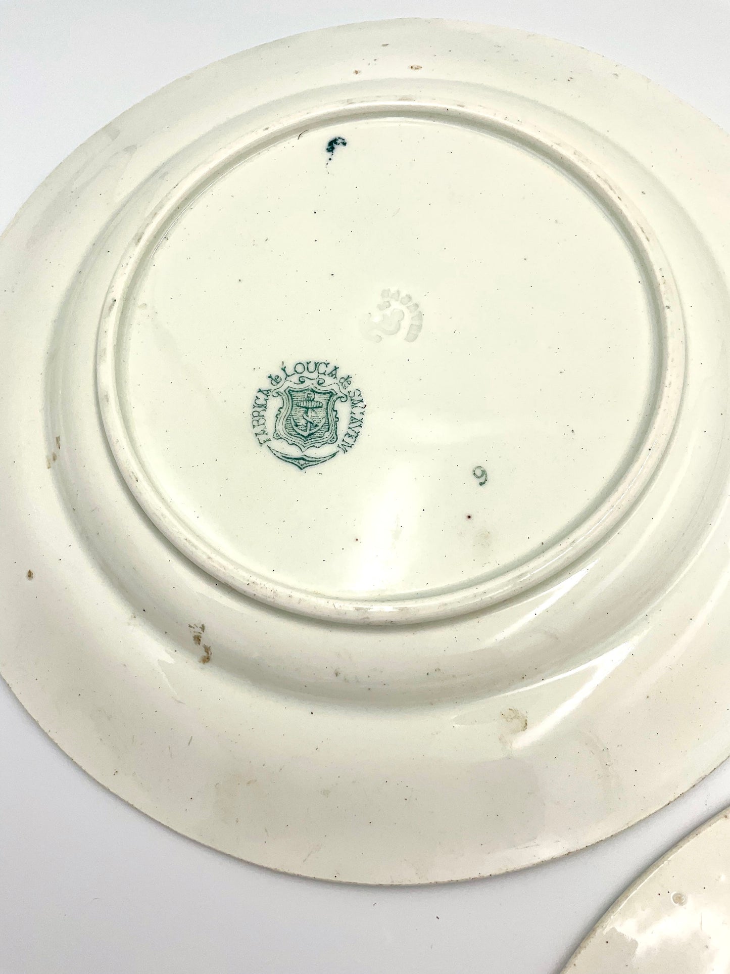 Antique Portuguese Green Transferware Plate – Fábrica de Loiça de Sacavém