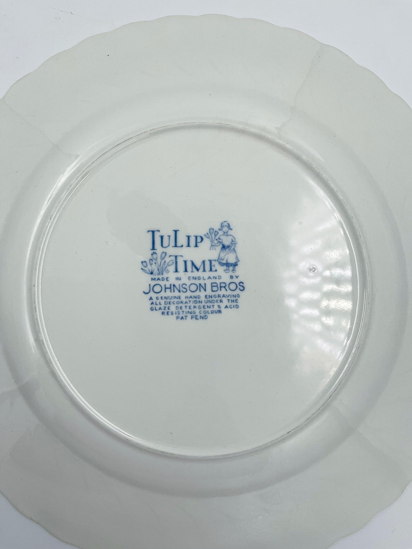 Set of 5 Johnson Bros Tulip Time Dinner Plates | Blue & White English Transferware | Vintage Cottage Farmhouse Tableware