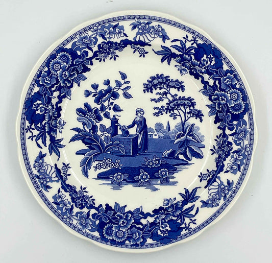 Spode "Girl at Well" Blue & White Transferware Plate | English Cottage Style