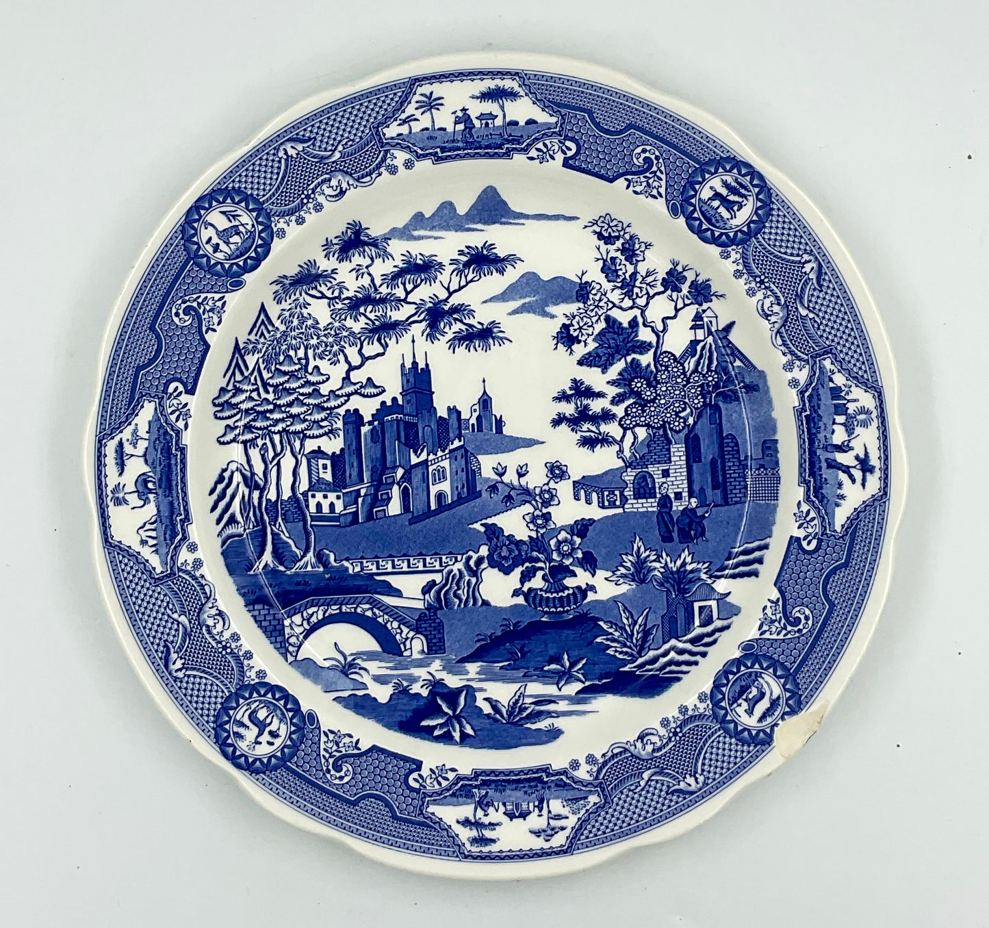 Spode Blue Room Gothic Castle Plate | Blue Transferware Made in England