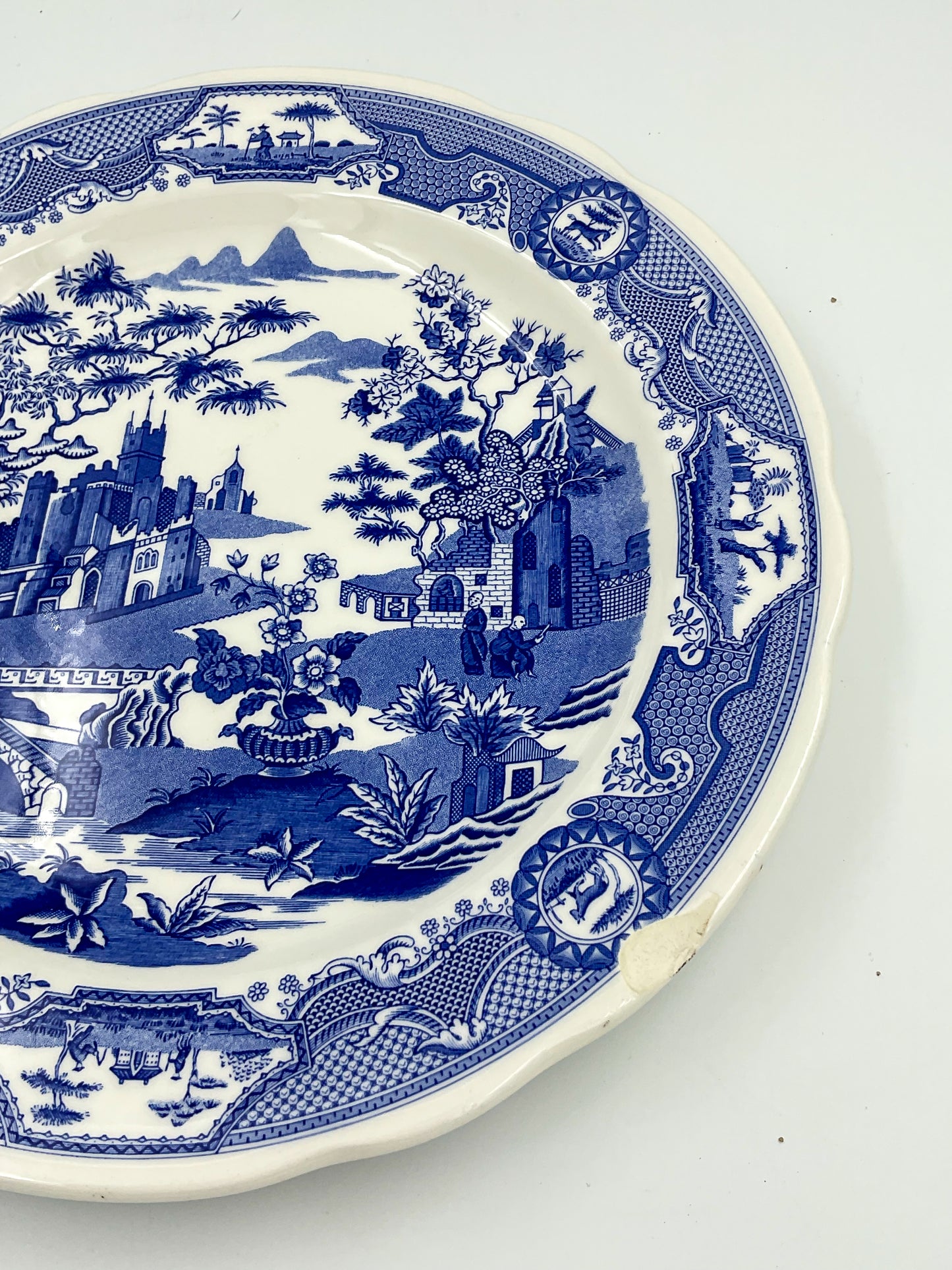 Spode Blue Room Gothic Castle Plate | Blue Transferware Made in England