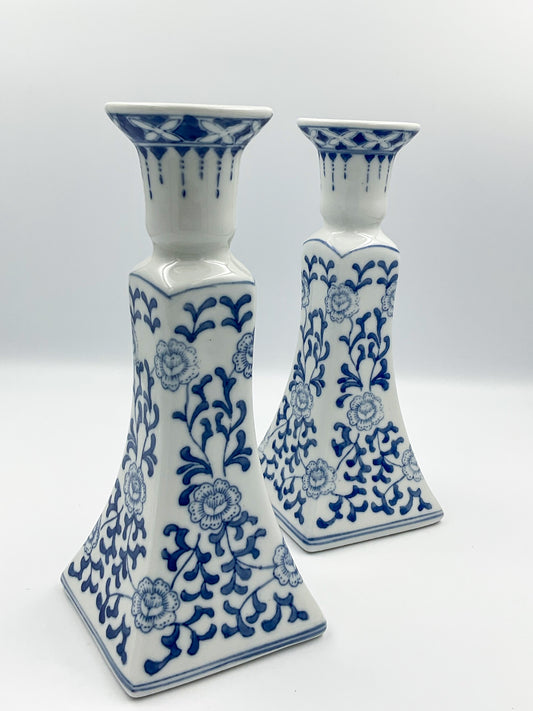 Vintage Williams Sonoma Chinoiserie Taper Candle Holders