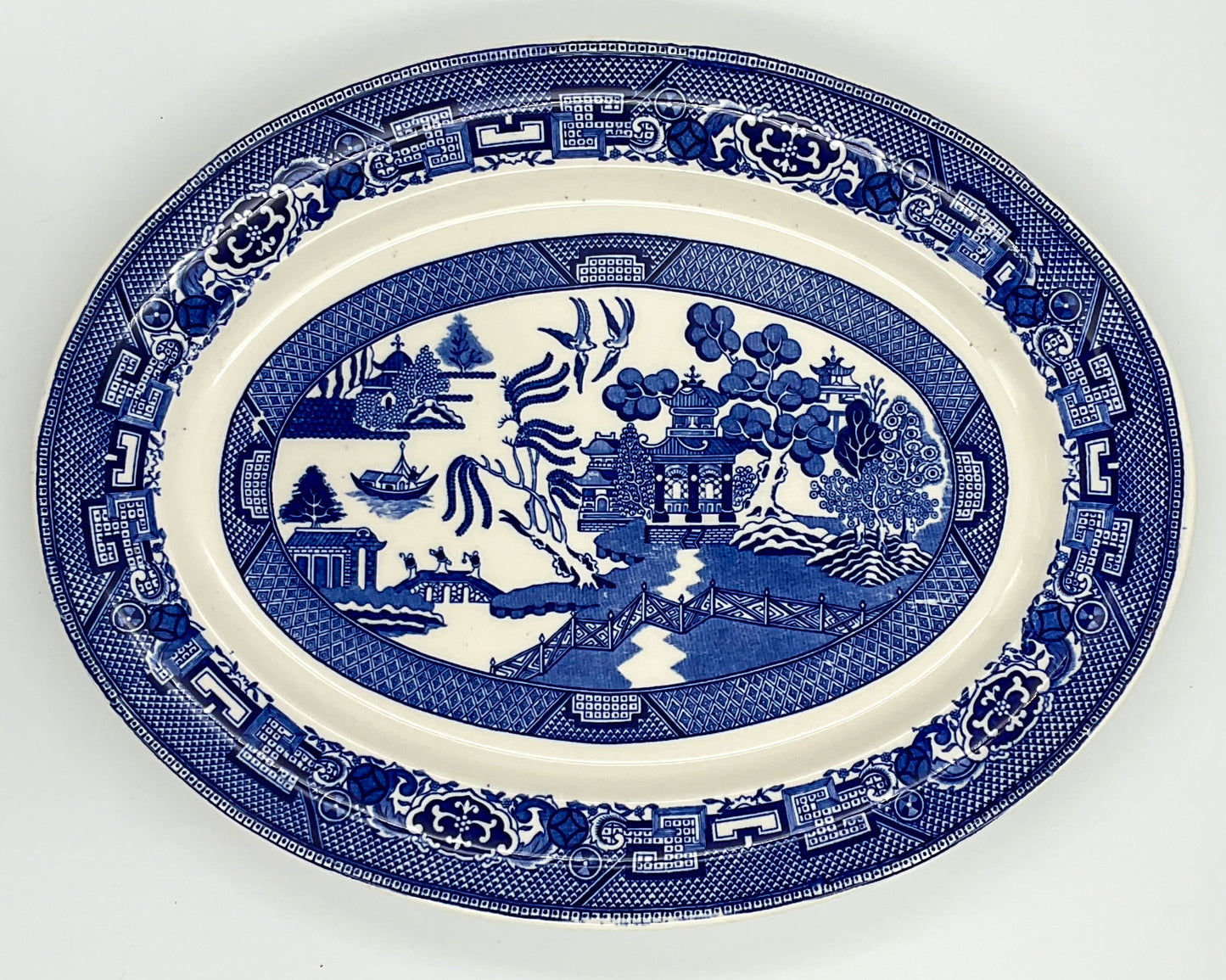 Antique Homer Laughlin Blue Willow Oval Serving Platter