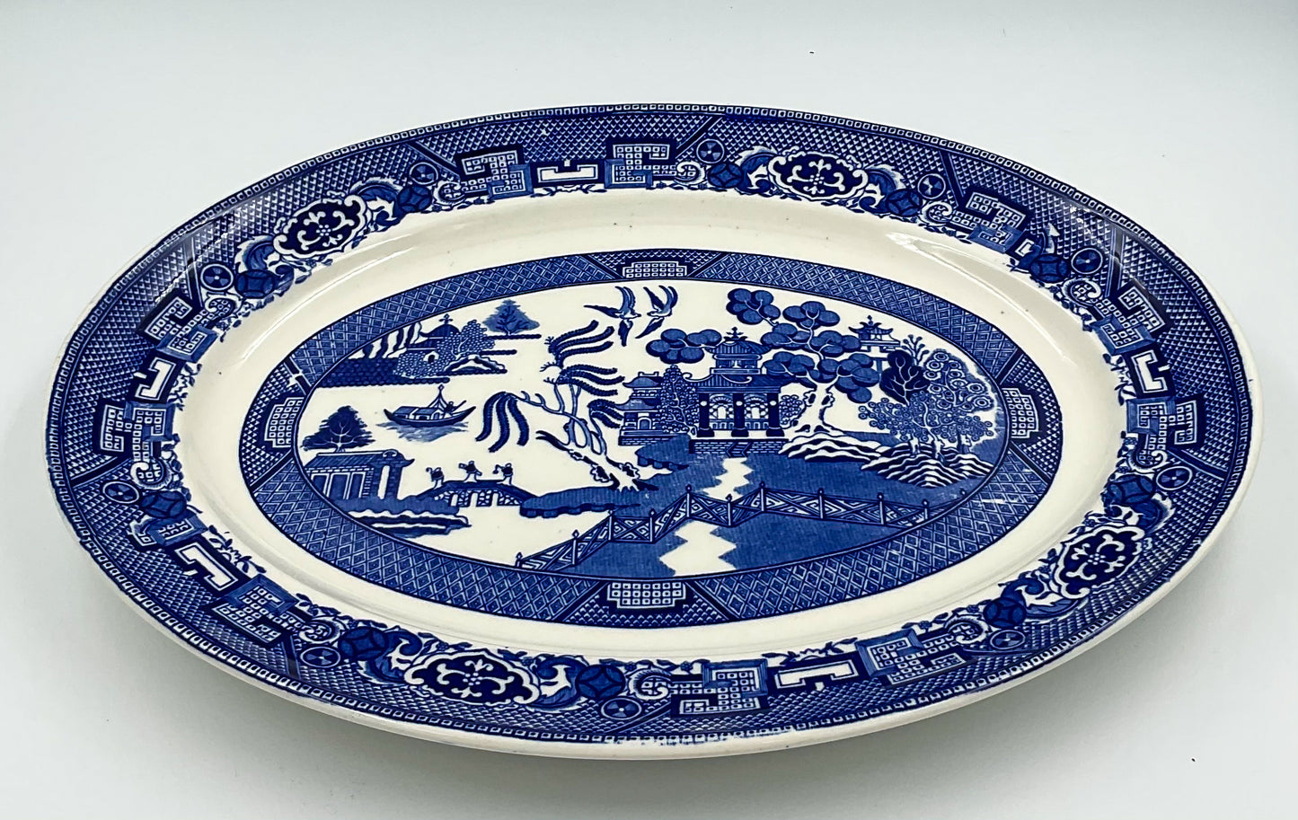 Antique Homer Laughlin Blue Willow Oval Serving Platter