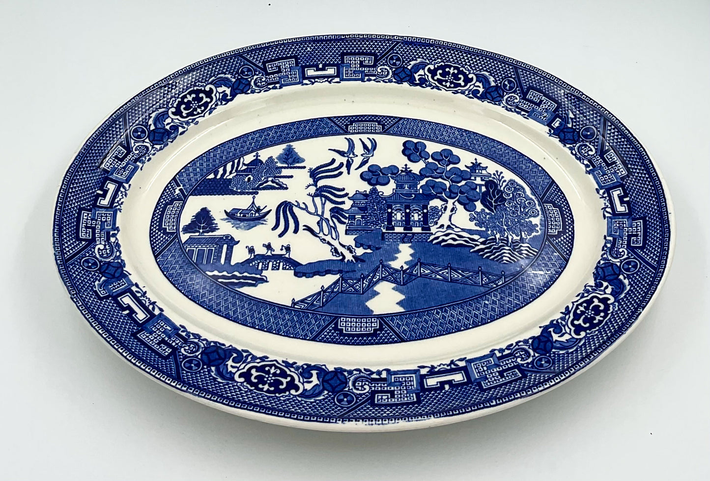 Antique Homer Laughlin Blue Willow Oval Serving Platter