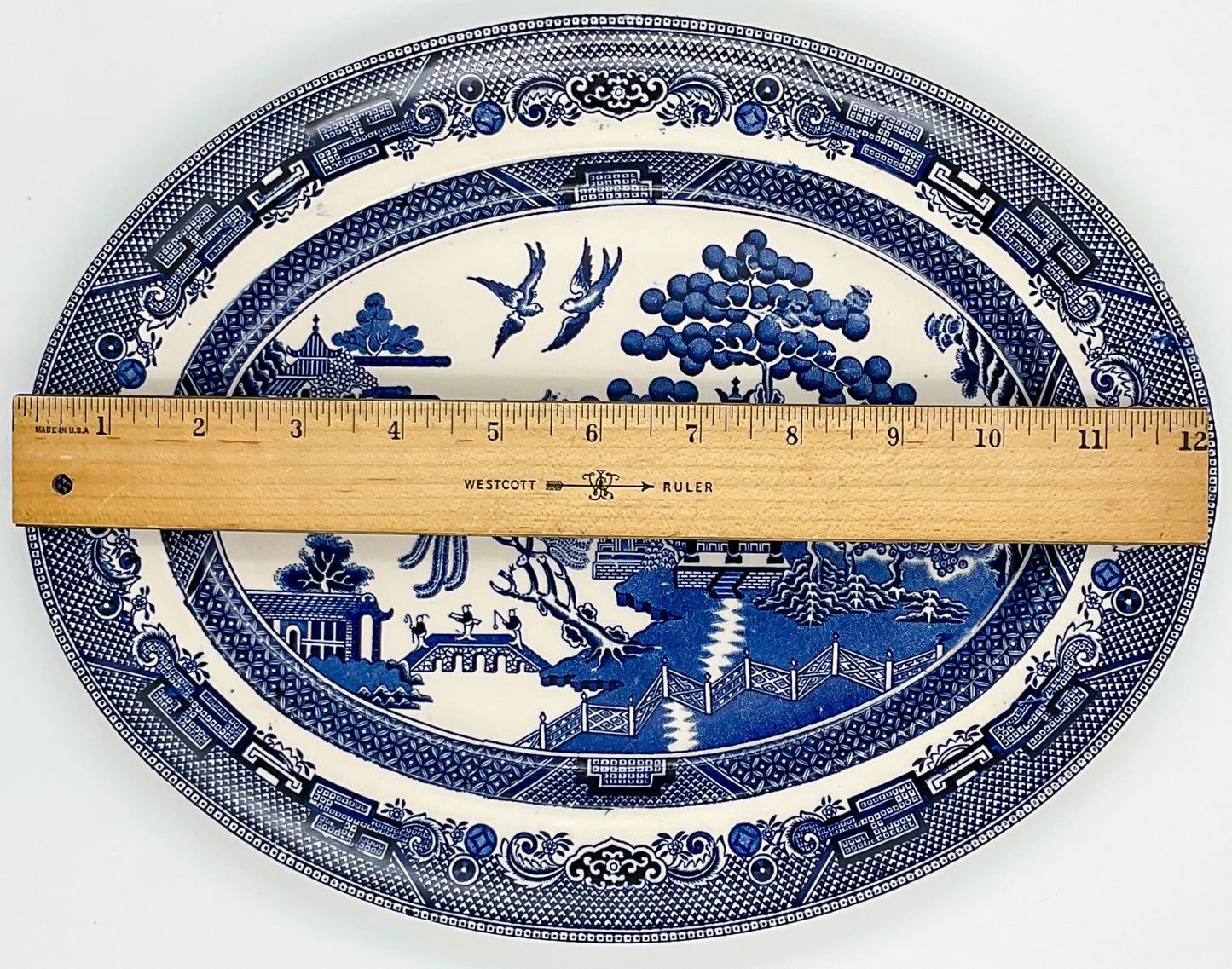 Vintage Johnson Bros Willow Oval Serving Platter England Transferware