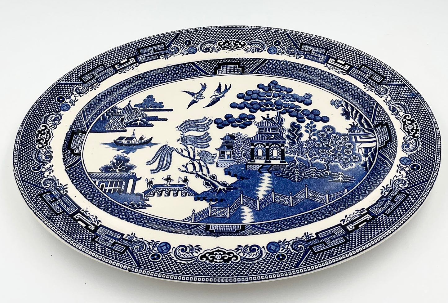 Vintage Johnson Bros Willow Oval Serving Platter England Transferware