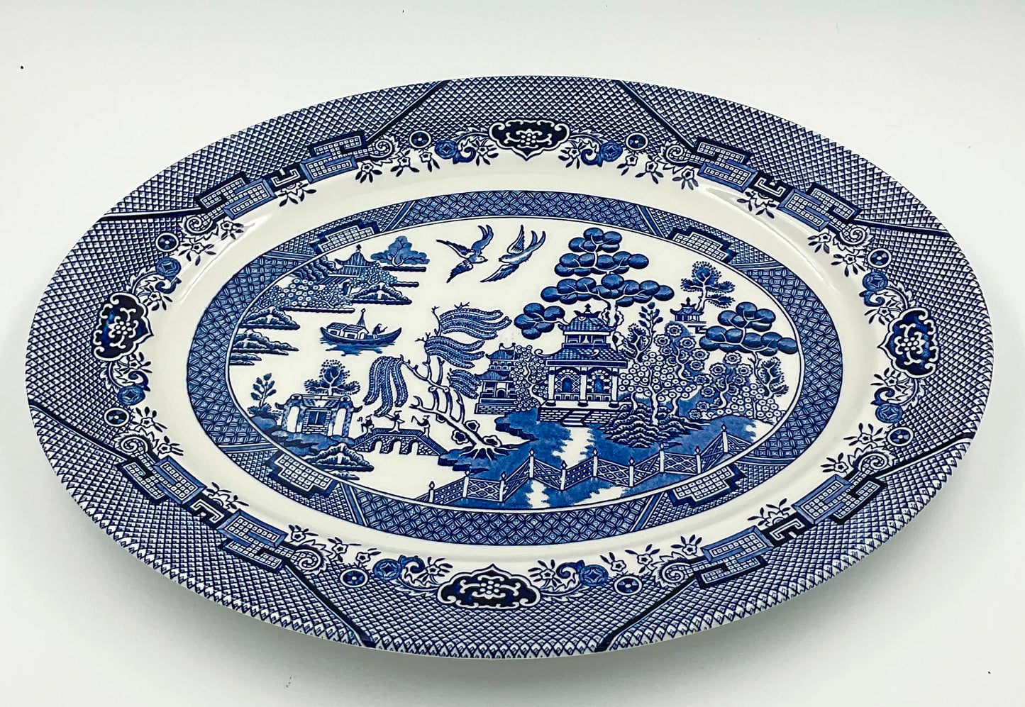 Churchill Blue Willow Oval Serving Platter English Transferware