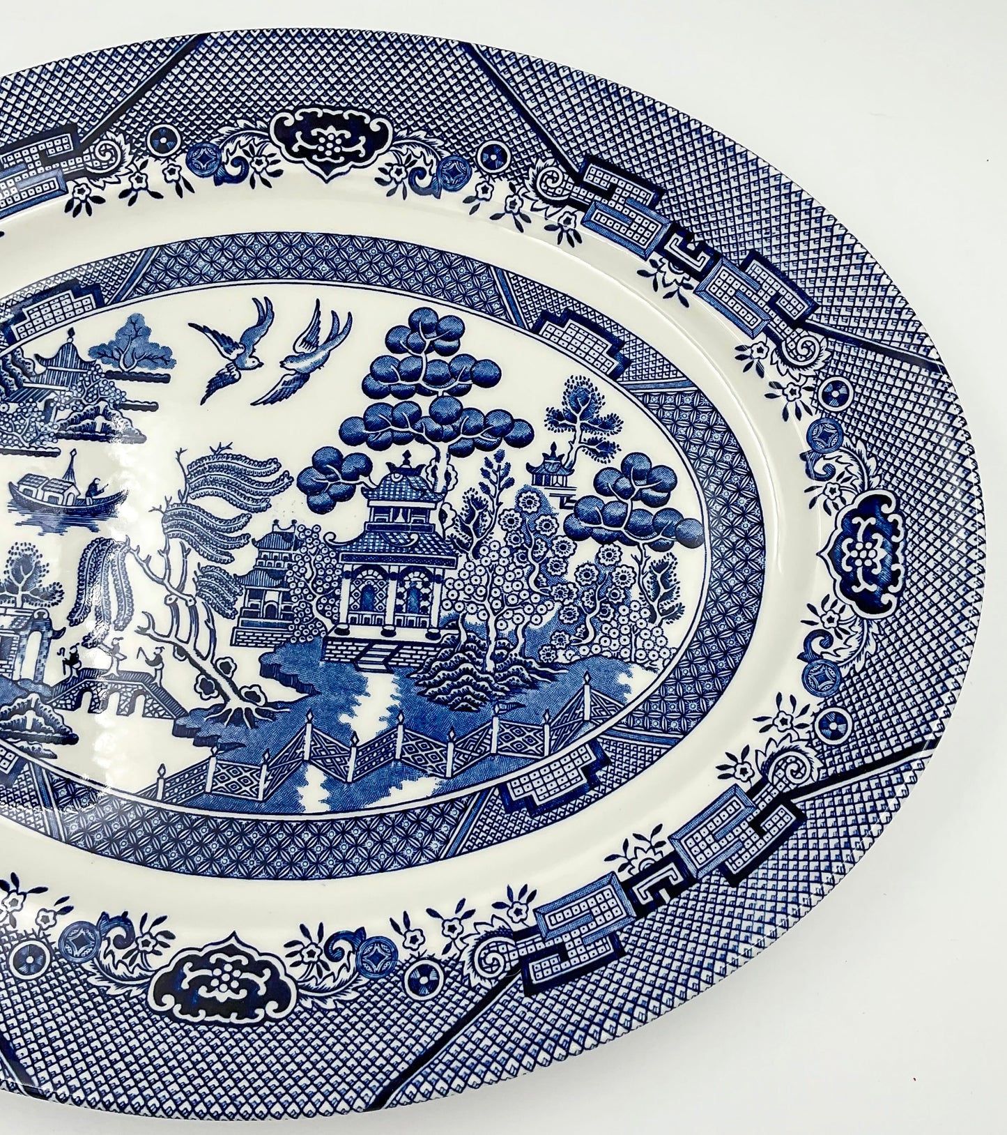 Churchill Blue Willow Oval Serving Platter English Transferware