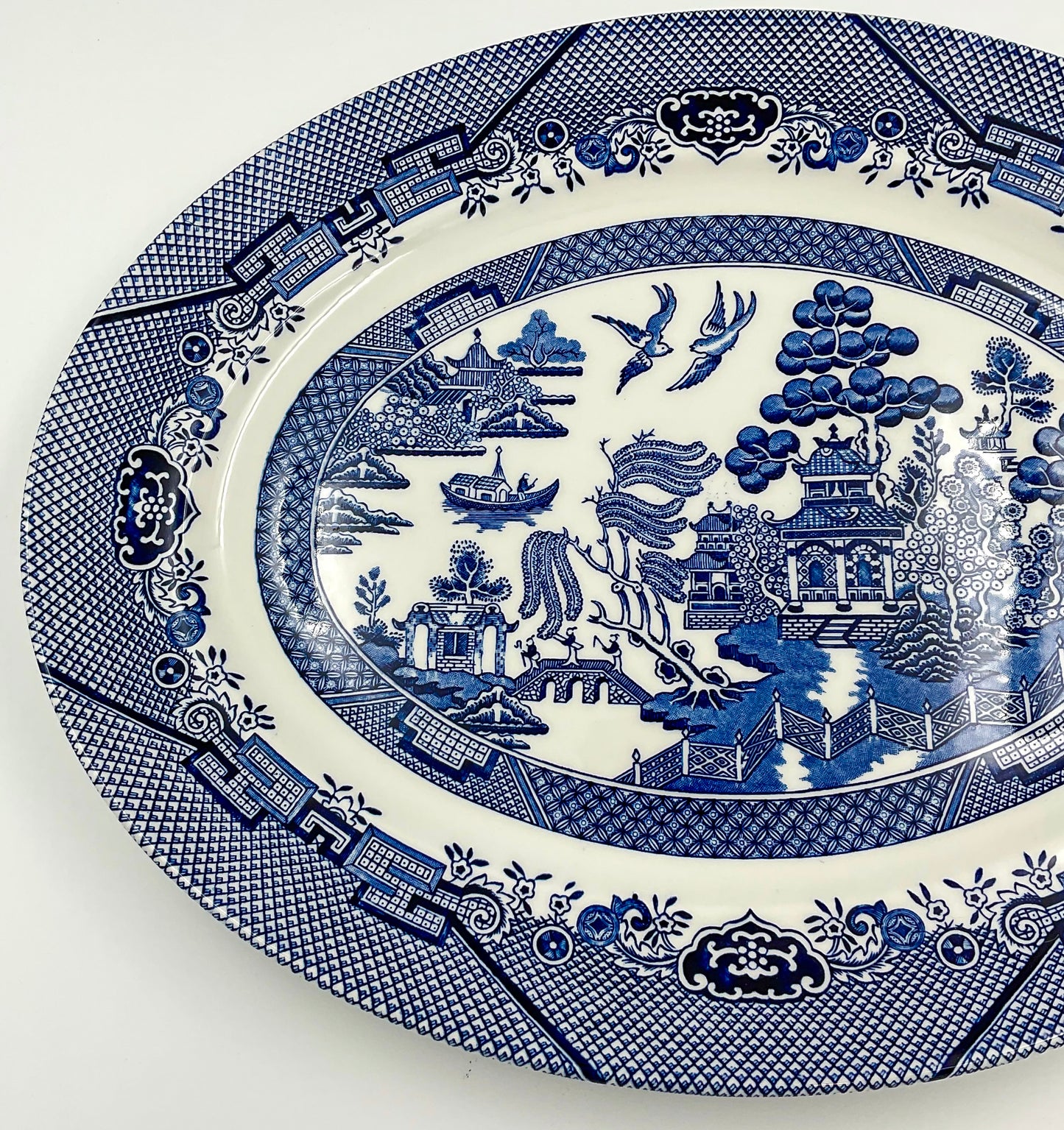 Churchill Blue Willow Oval Serving Platter English Transferware