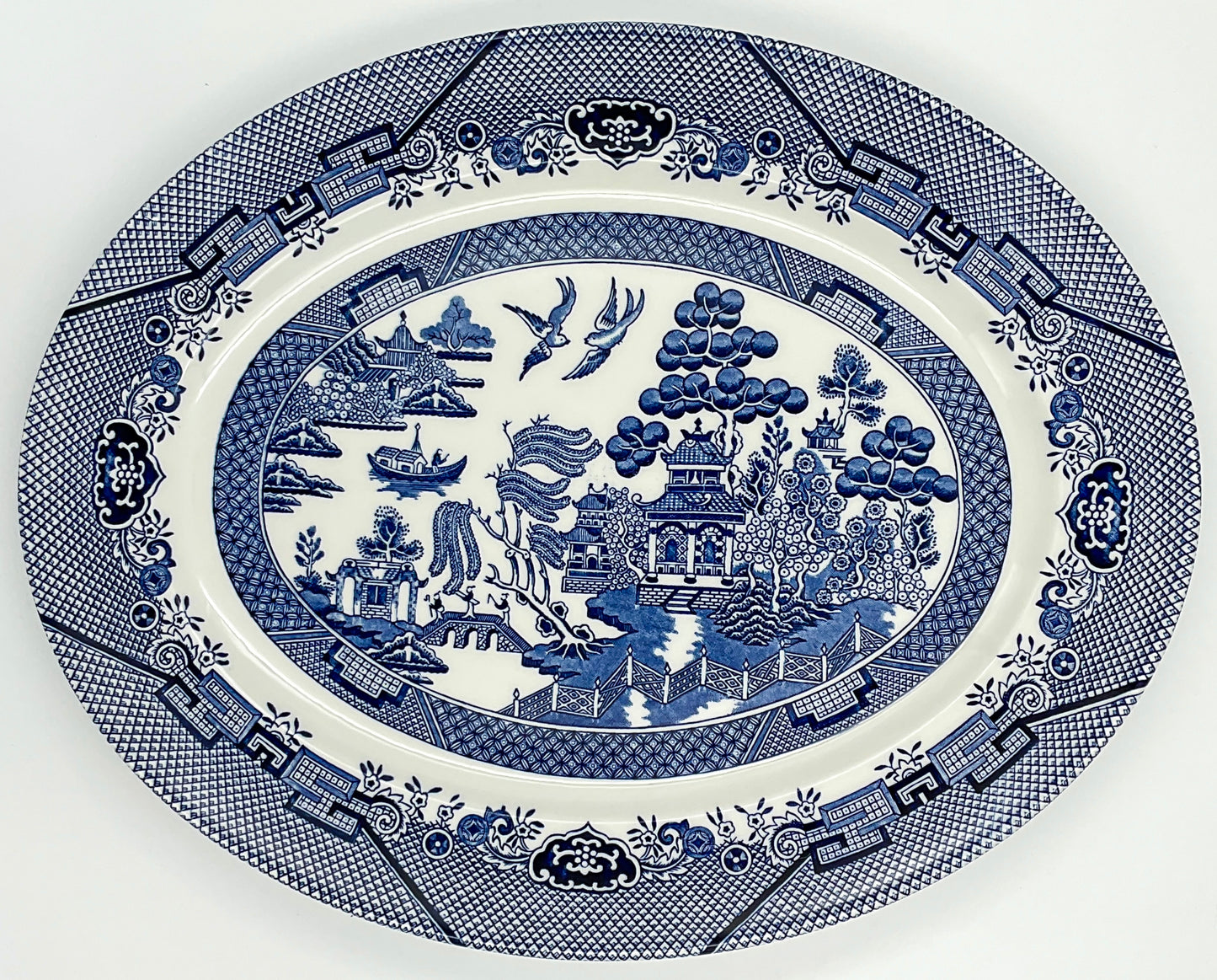 Churchill Blue Willow Oval Serving Platter English Transferware