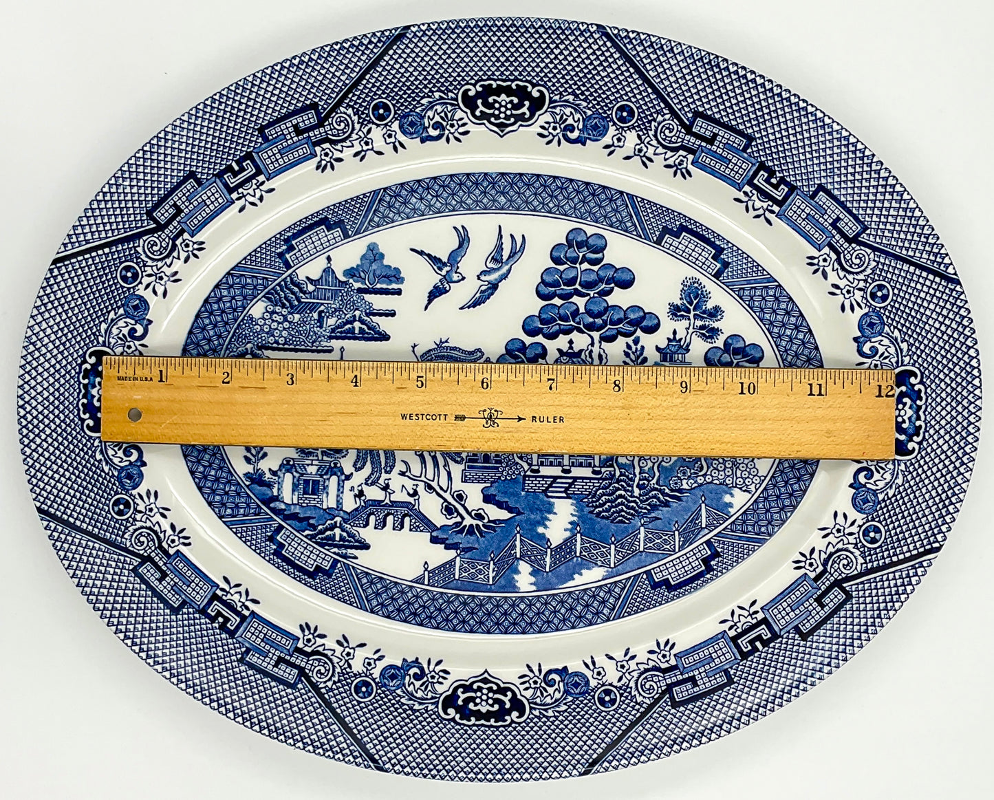 Churchill Blue Willow Oval Serving Platter English Transferware