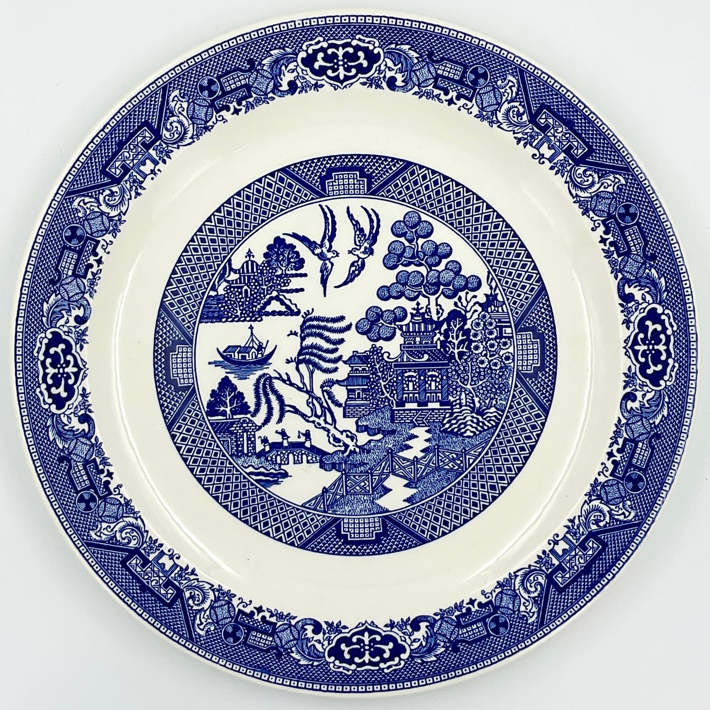 Vintage Blue Willow 12” Serving Platter Blue White Transferware Plate