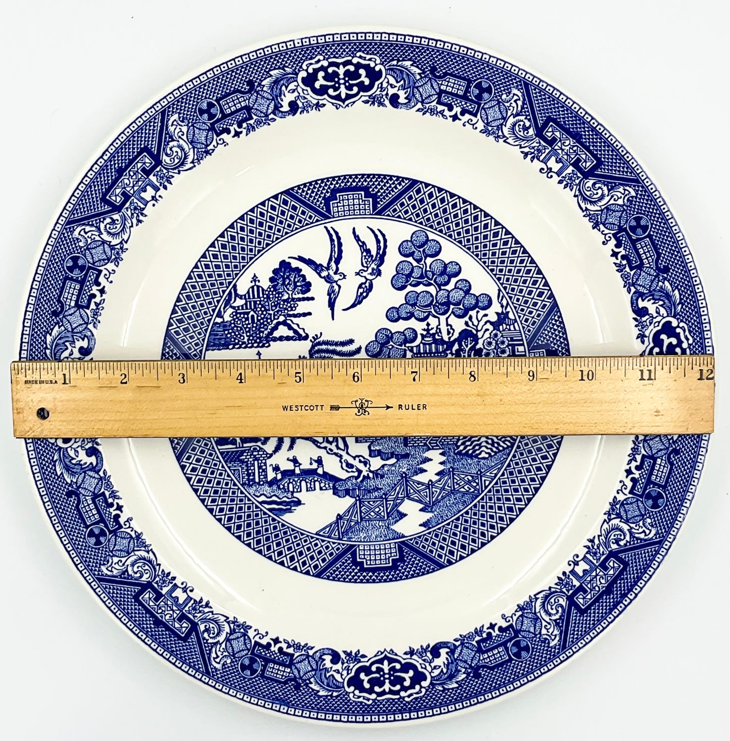 Vintage Blue Willow 12” Serving Platter Blue White Transferware Plate