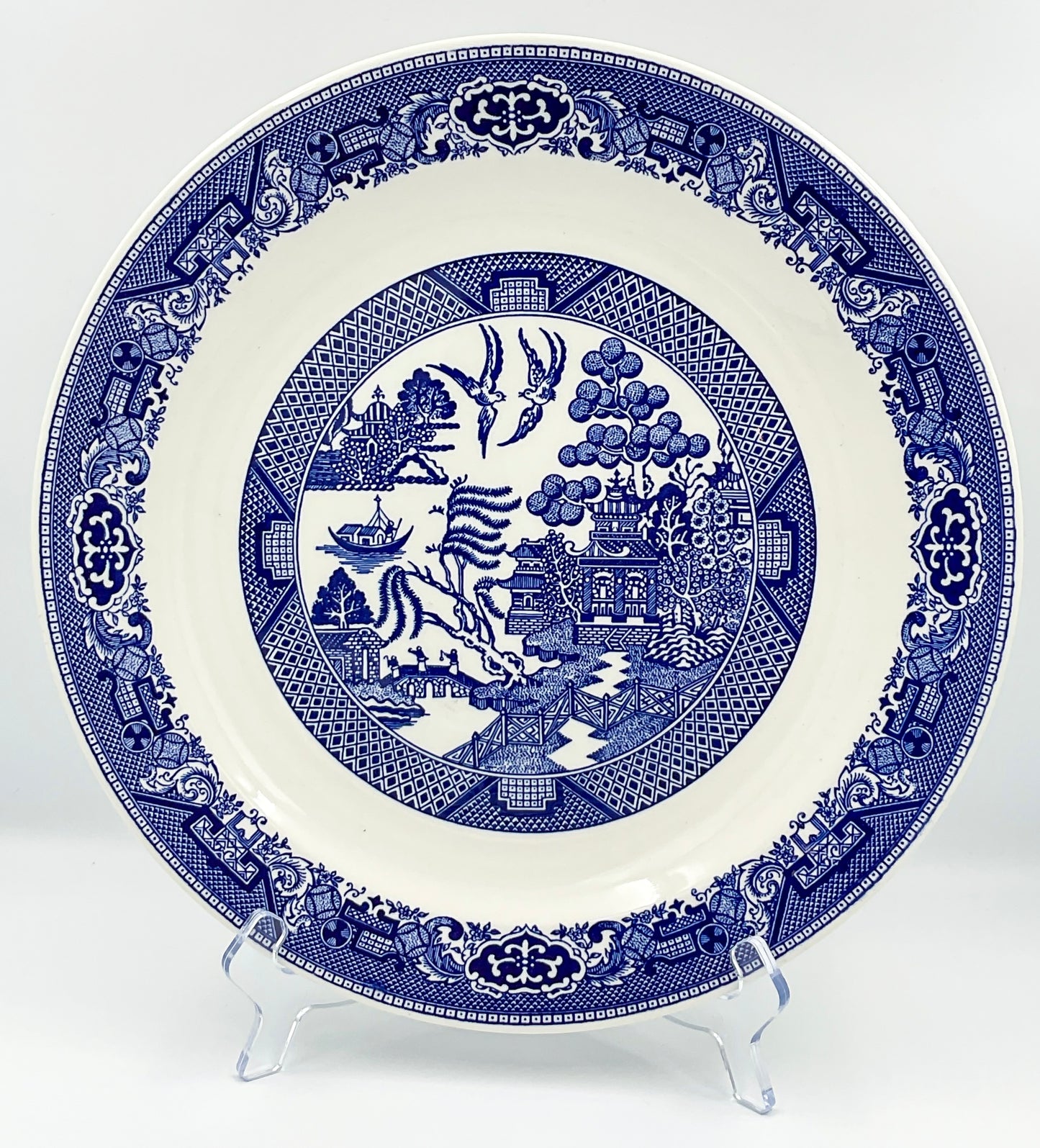 Vintage Blue Willow 12” Serving Platter Blue White Transferware Plate