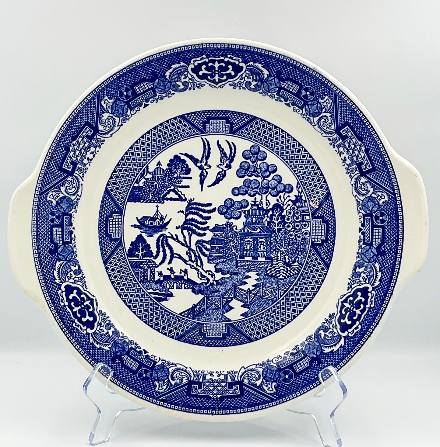 Vintage Royal China Blue Willow Handled Serving Platter | Royal Ironstone | 12 Inch | Made in USA