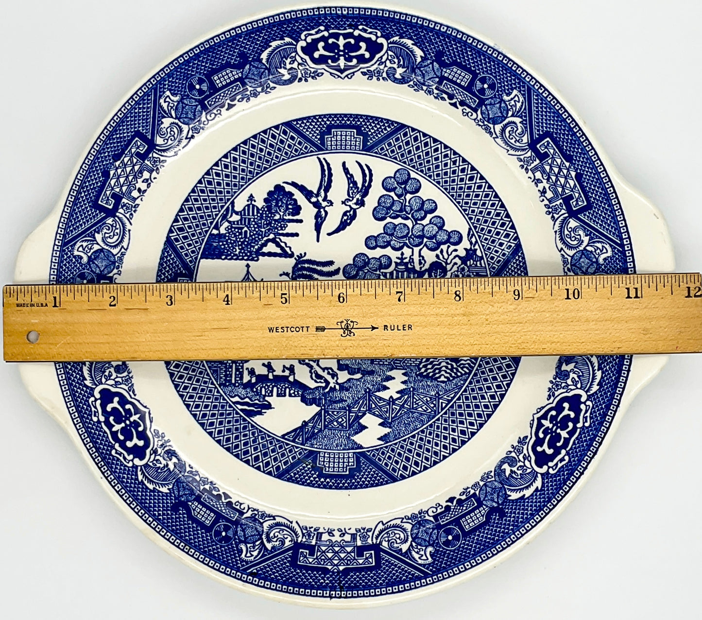 Vintage Royal China Blue Willow Handled Serving Platter | Royal Ironstone | 12 Inch | Made in USA