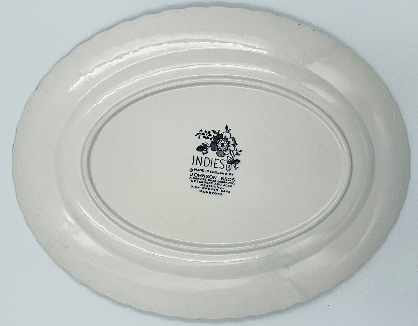 Vintage Johnson Bros. Indies Oval Serving Platter | Blue Ironstone | Made in England | 14 Inch