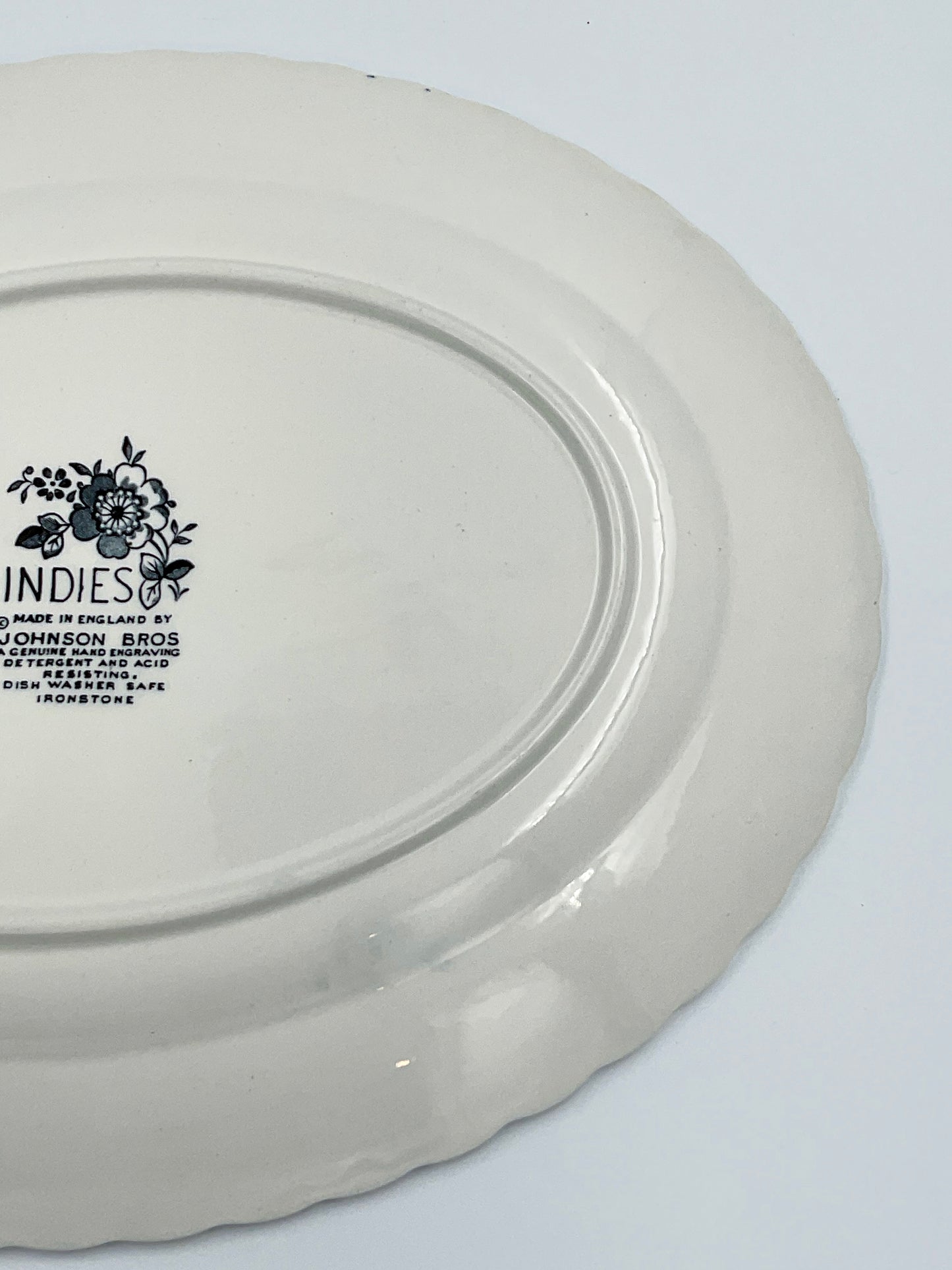 Vintage Johnson Bros. Indies Oval Serving Platter | Blue Ironstone | Made in England | 14 Inch