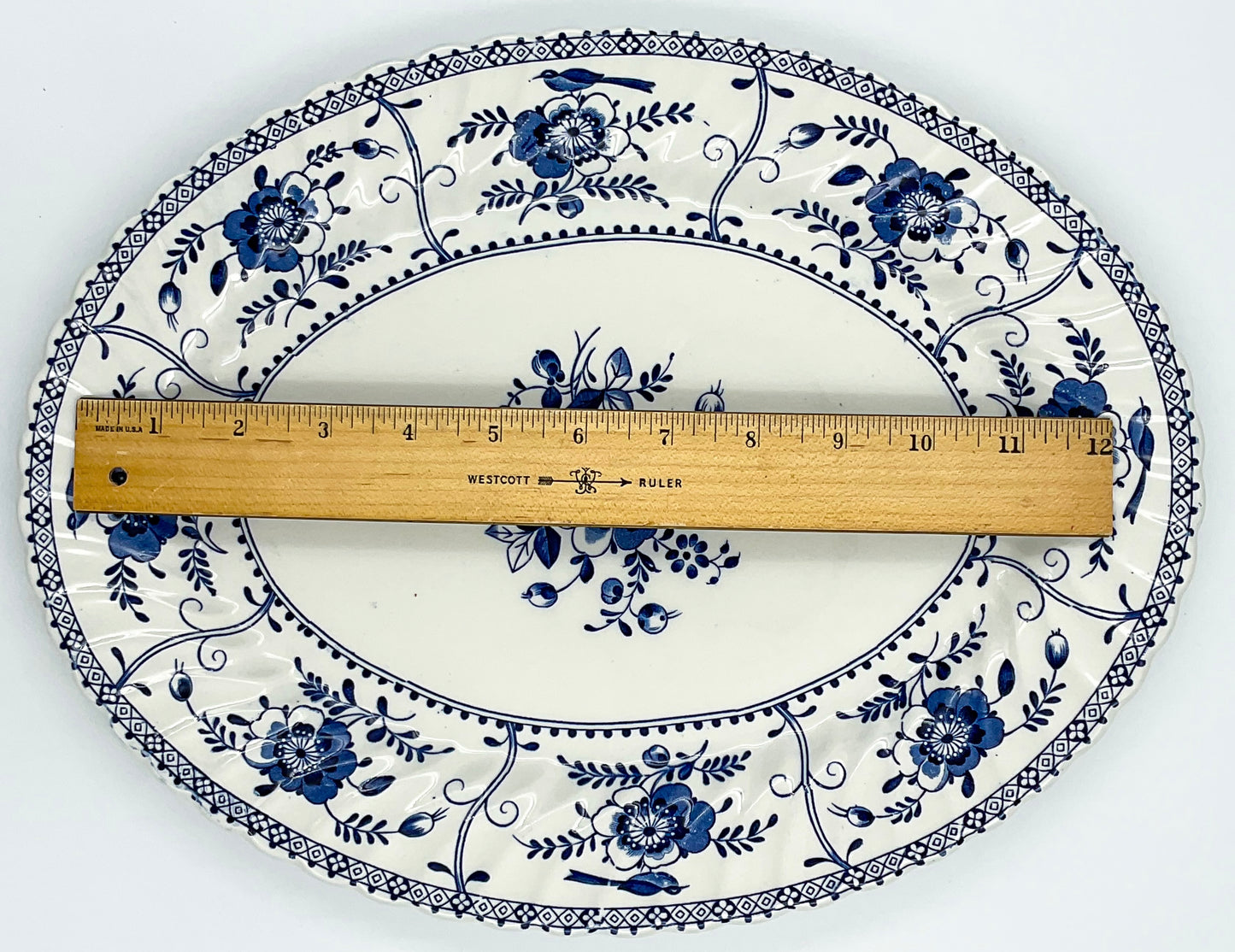 Vintage Johnson Bros. Indies Oval Serving Platter | Blue Ironstone | Made in England | 14 Inch