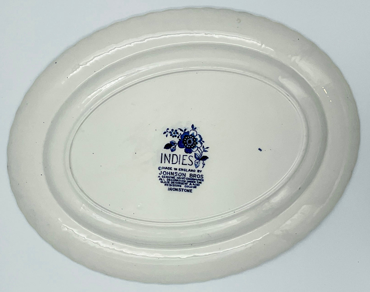 Vintage Johnson Bros. Indies Oval Serving Platter | Blue Ironstone | Made in England | 12 Inch