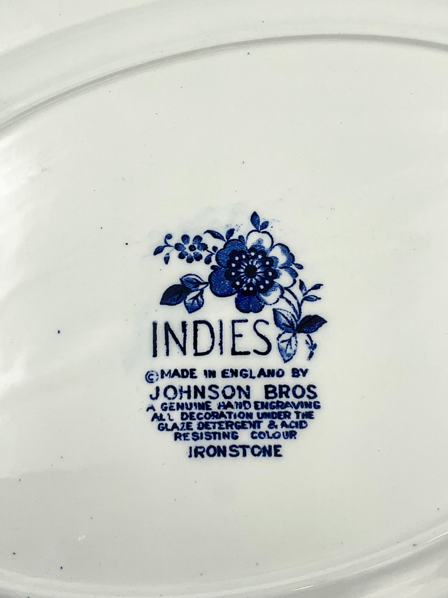 Vintage Johnson Bros. Indies Oval Serving Platter | Blue Ironstone | Made in England | 12 Inch