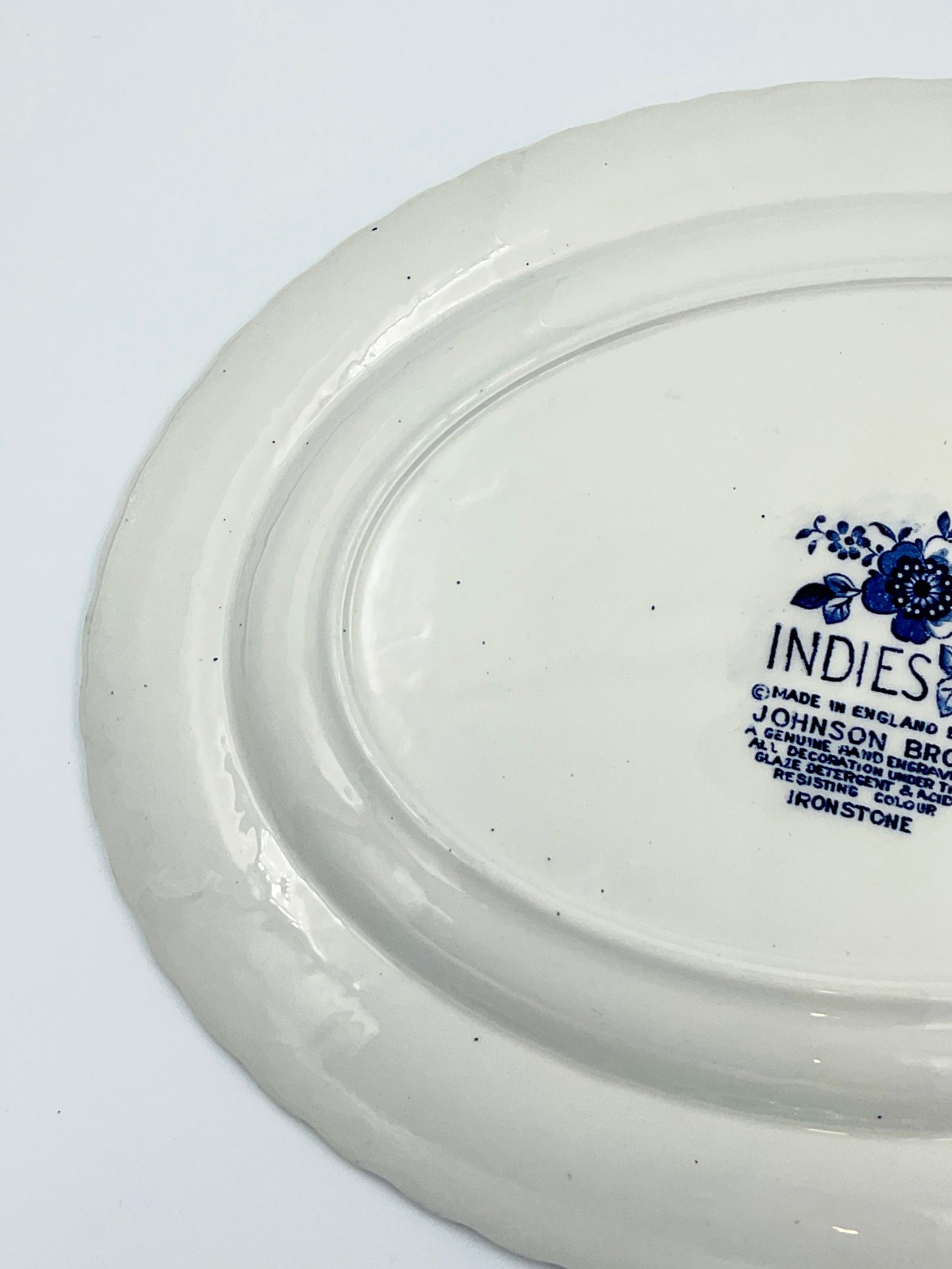 Vintage Johnson Bros. Indies Oval Serving Platter | Blue Ironstone | Made in England | 12 Inch