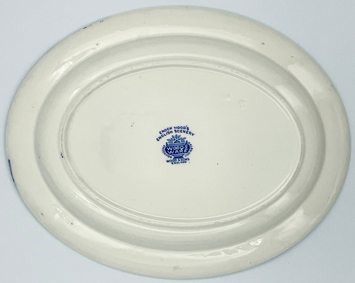Vintage Enoch Wood English Scenery Blue Transferware Oval Serving Platter | Woods Ware England | 12 Inch