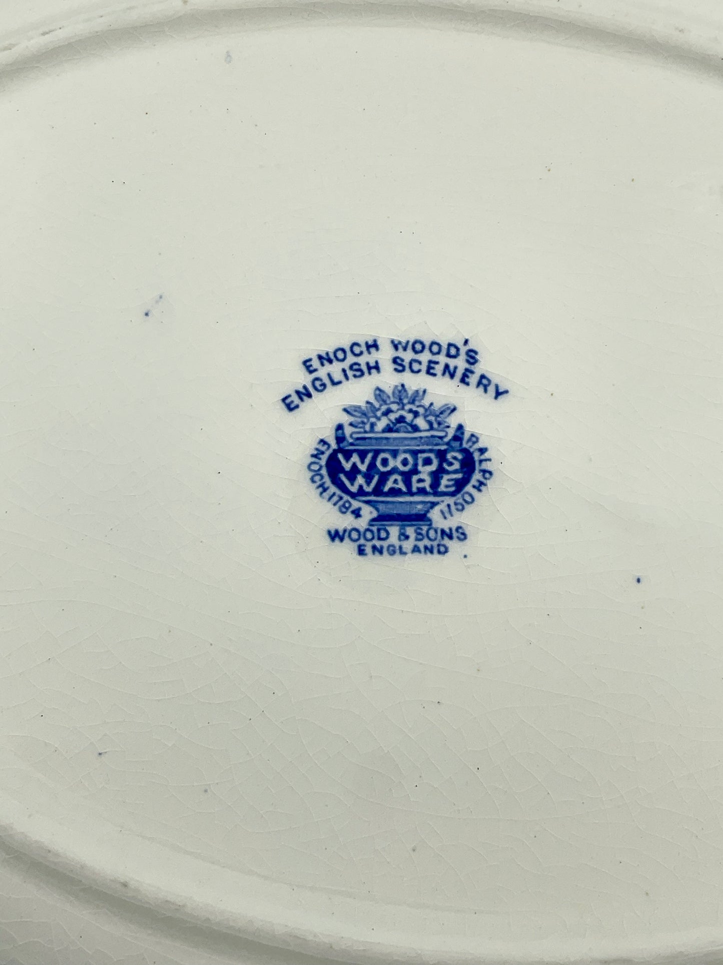 Vintage Enoch Wood English Scenery Blue Transferware Oval Serving Platter | Woods Ware England | 12 Inch