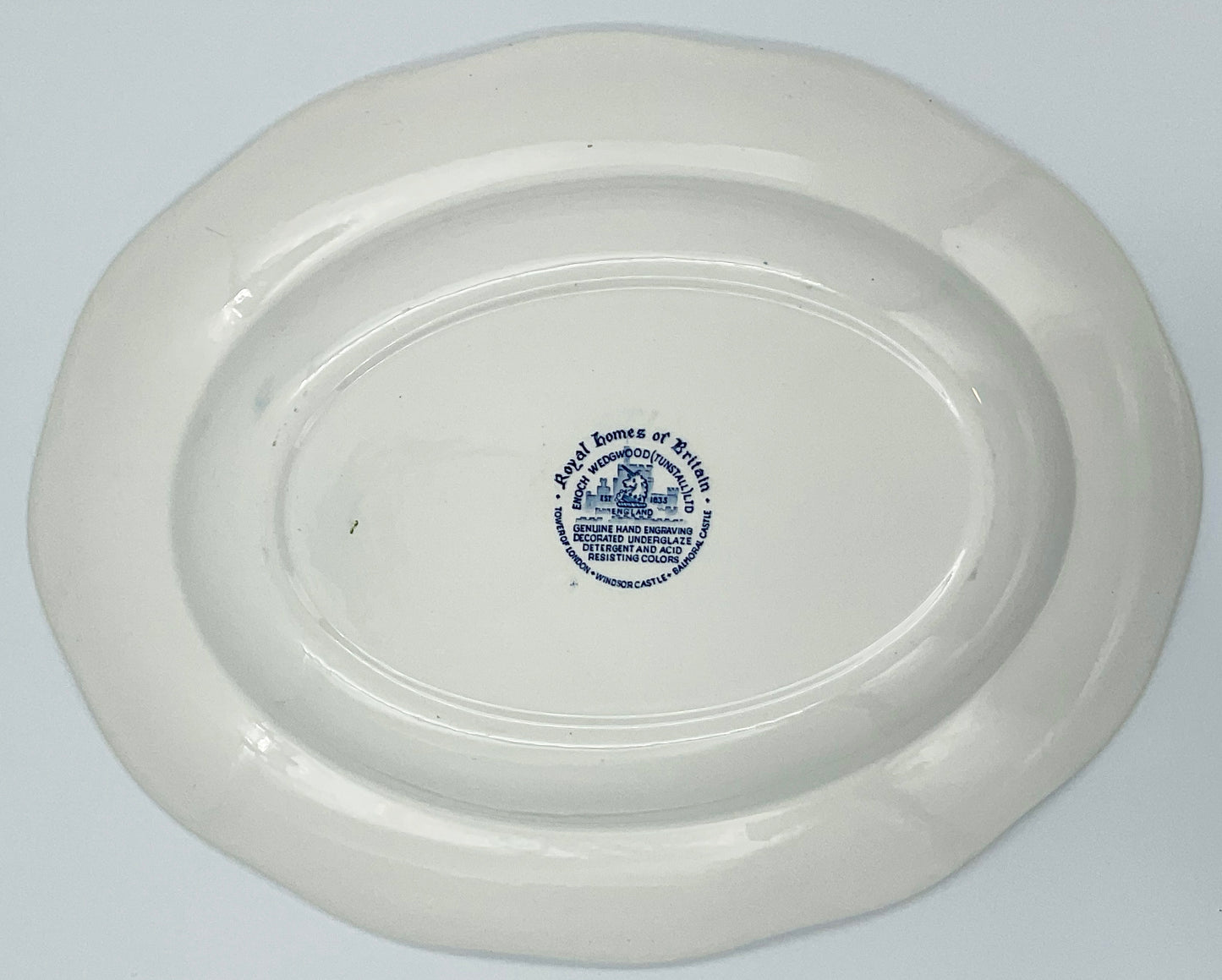 Enoch Wedgwood Balmoral Castle Blue Transferware Oval Platter 12” England