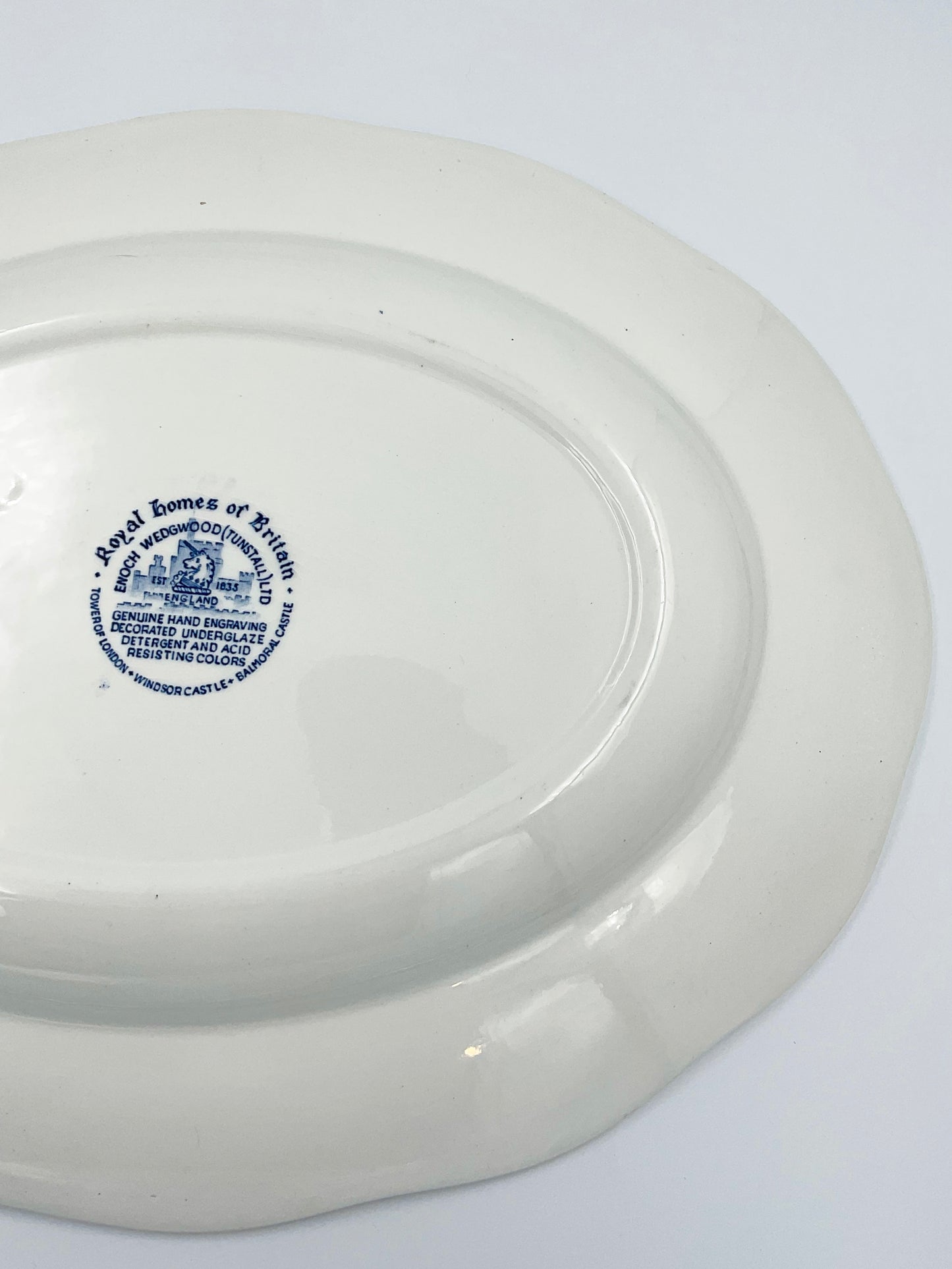 Enoch Wedgwood Balmoral Castle Blue Transferware Oval Platter 12” England