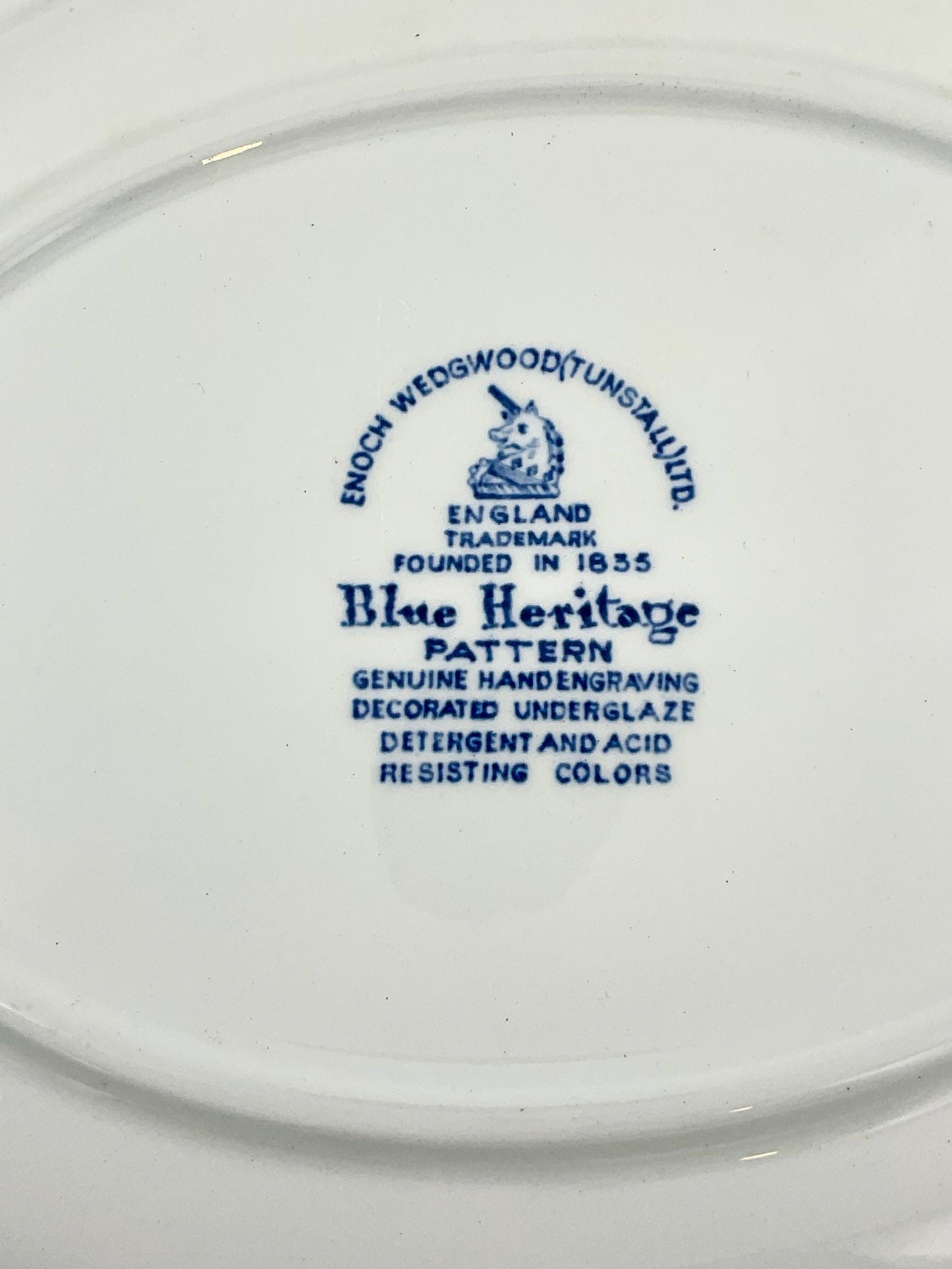 Enoch Wedgwood Blue Heritage 12” Oval Serving Platter Blue & White