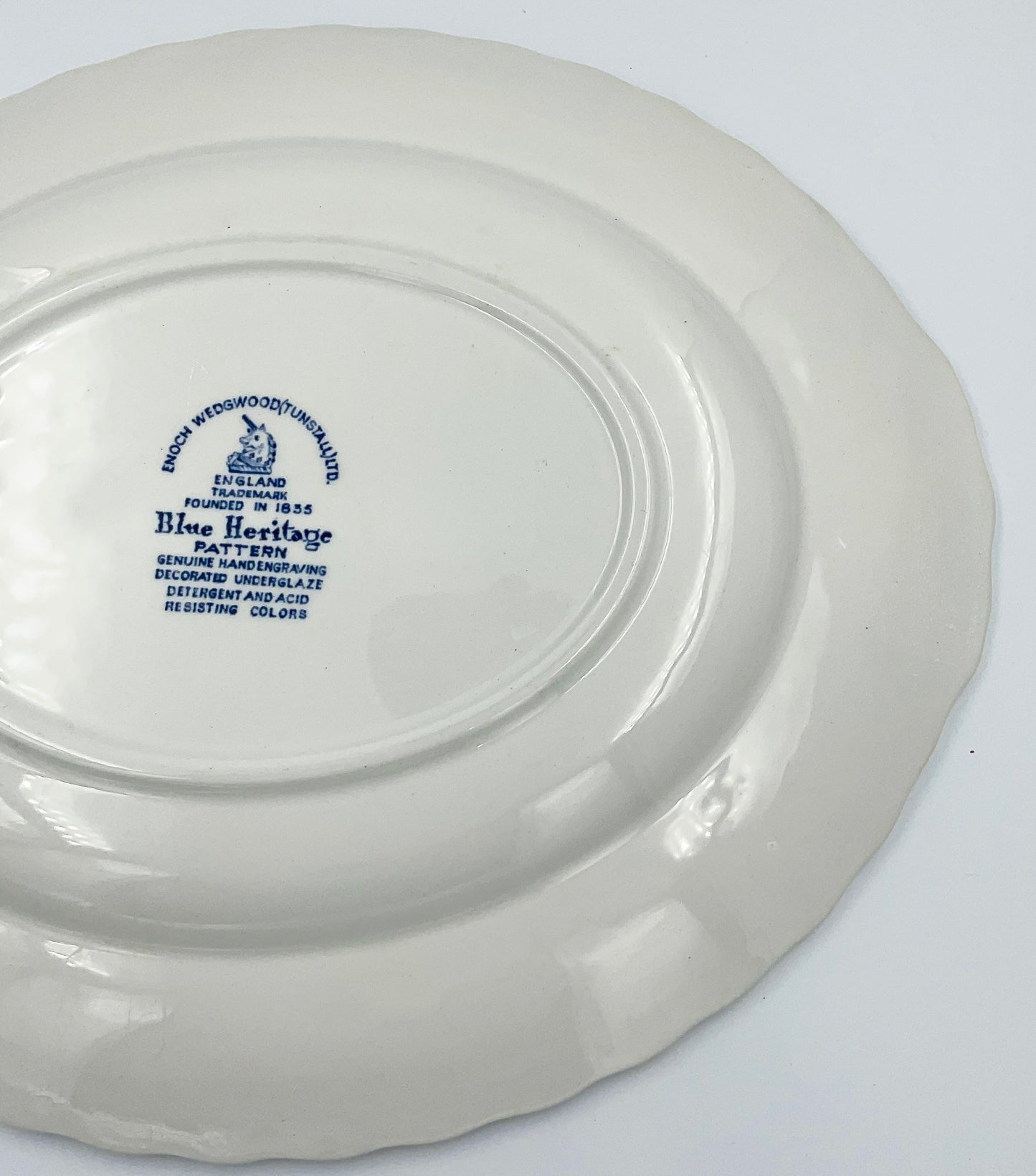 Enoch Wedgwood Blue Heritage 12” Oval Serving Platter Blue & White