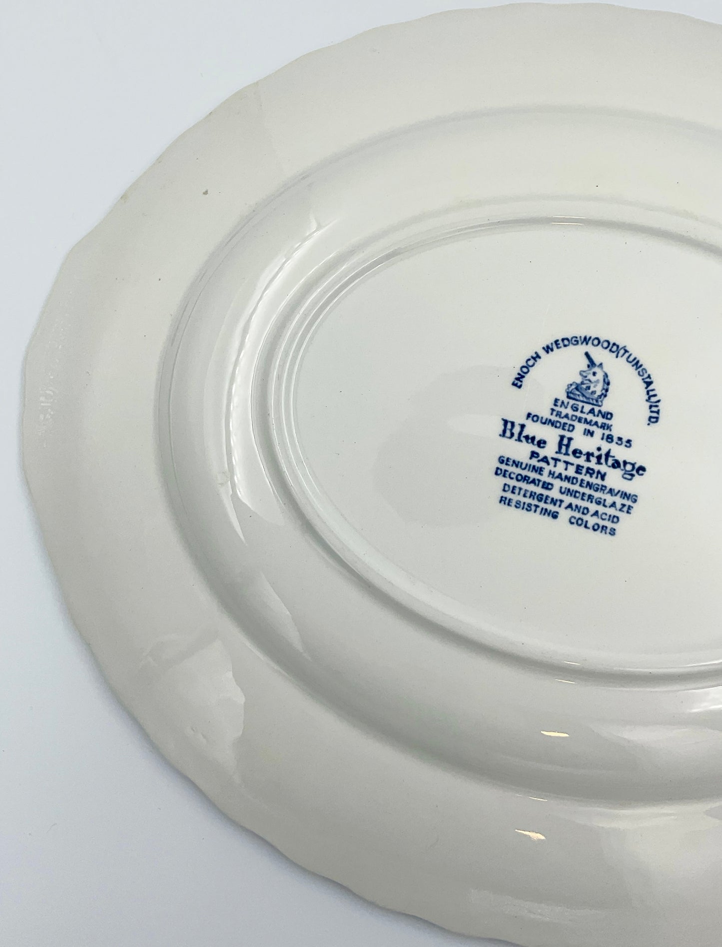 Enoch Wedgwood Blue Heritage 12” Oval Serving Platter Blue & White