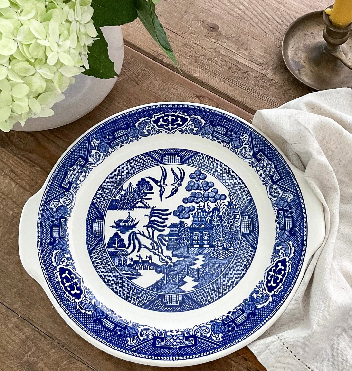 Vintage Royal China Blue Willow Handled Serving Platter | Royal Ironstone | 12 Inch | Made in USA