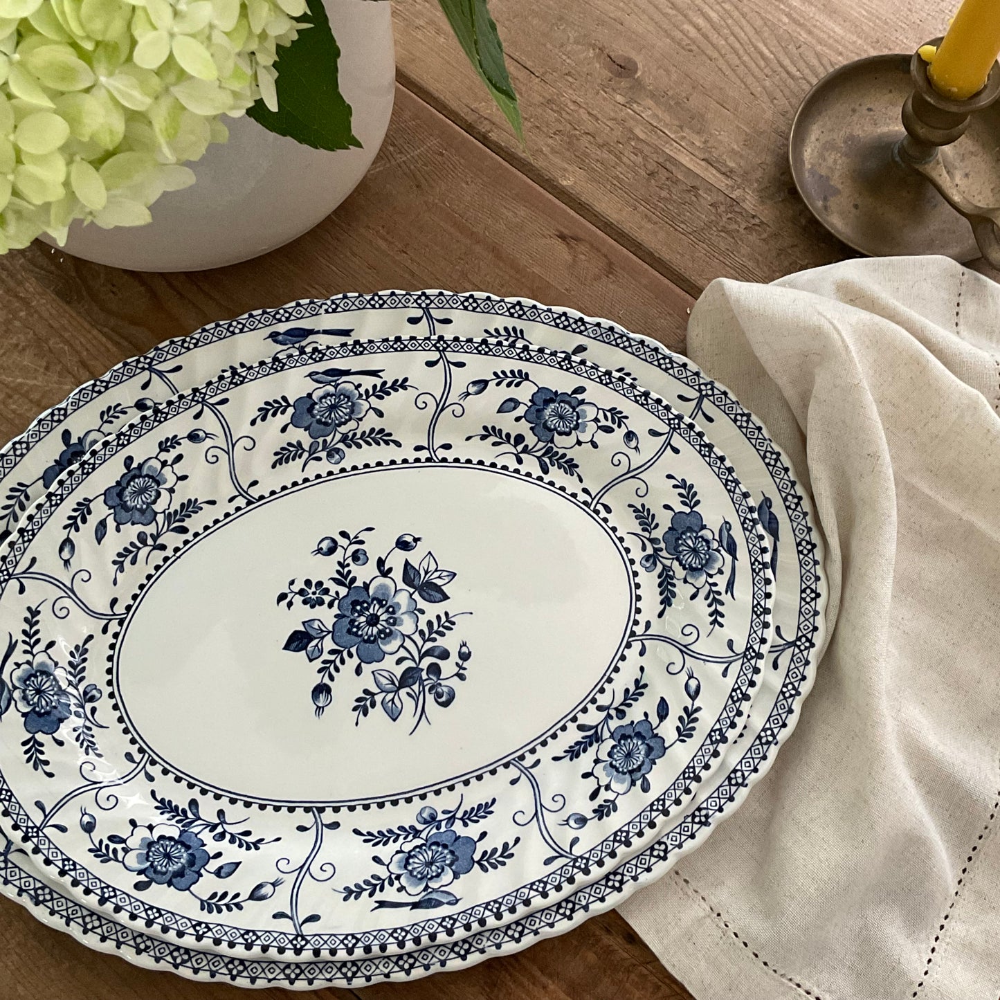 Vintage Johnson Bros. Indies Oval Serving Platter | Blue Ironstone | Made in England | 14 Inch