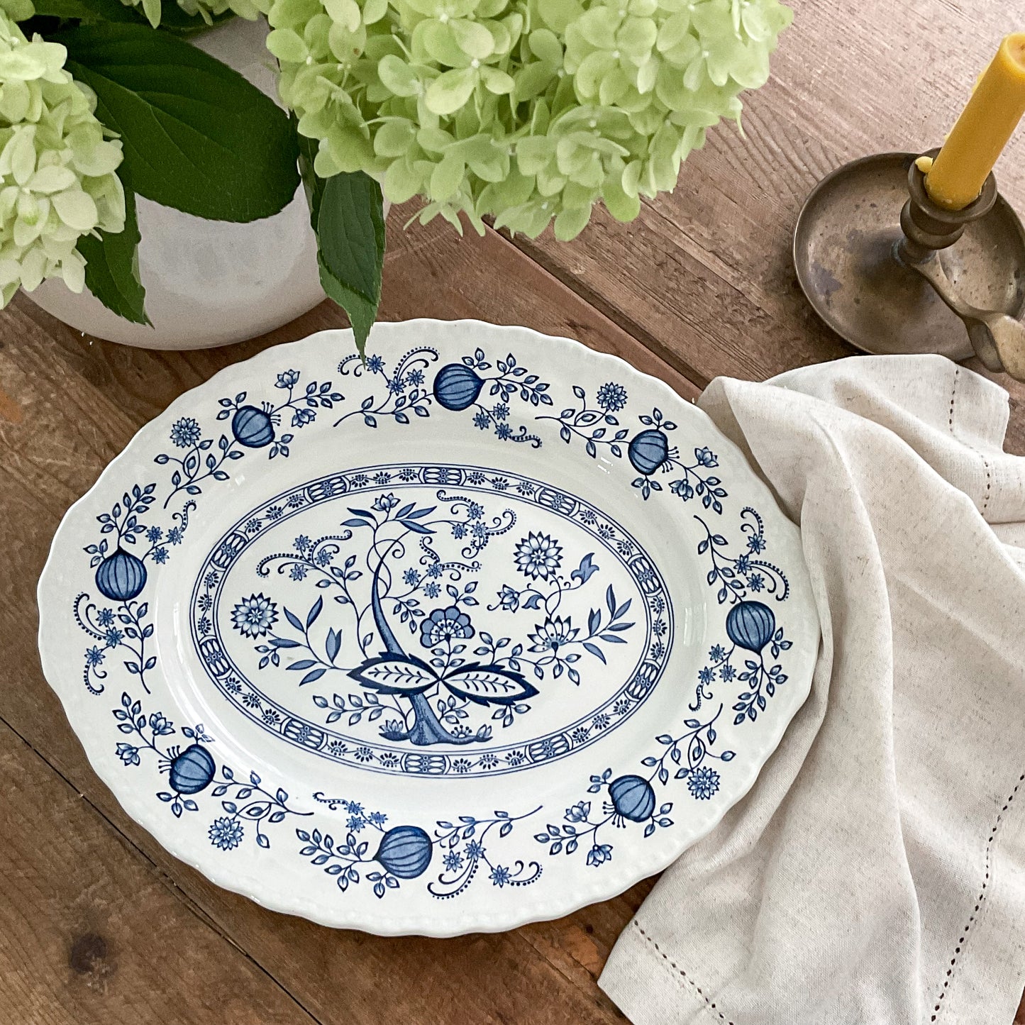 Enoch Wedgwood Blue Heritage 12” Oval Serving Platter Blue & White