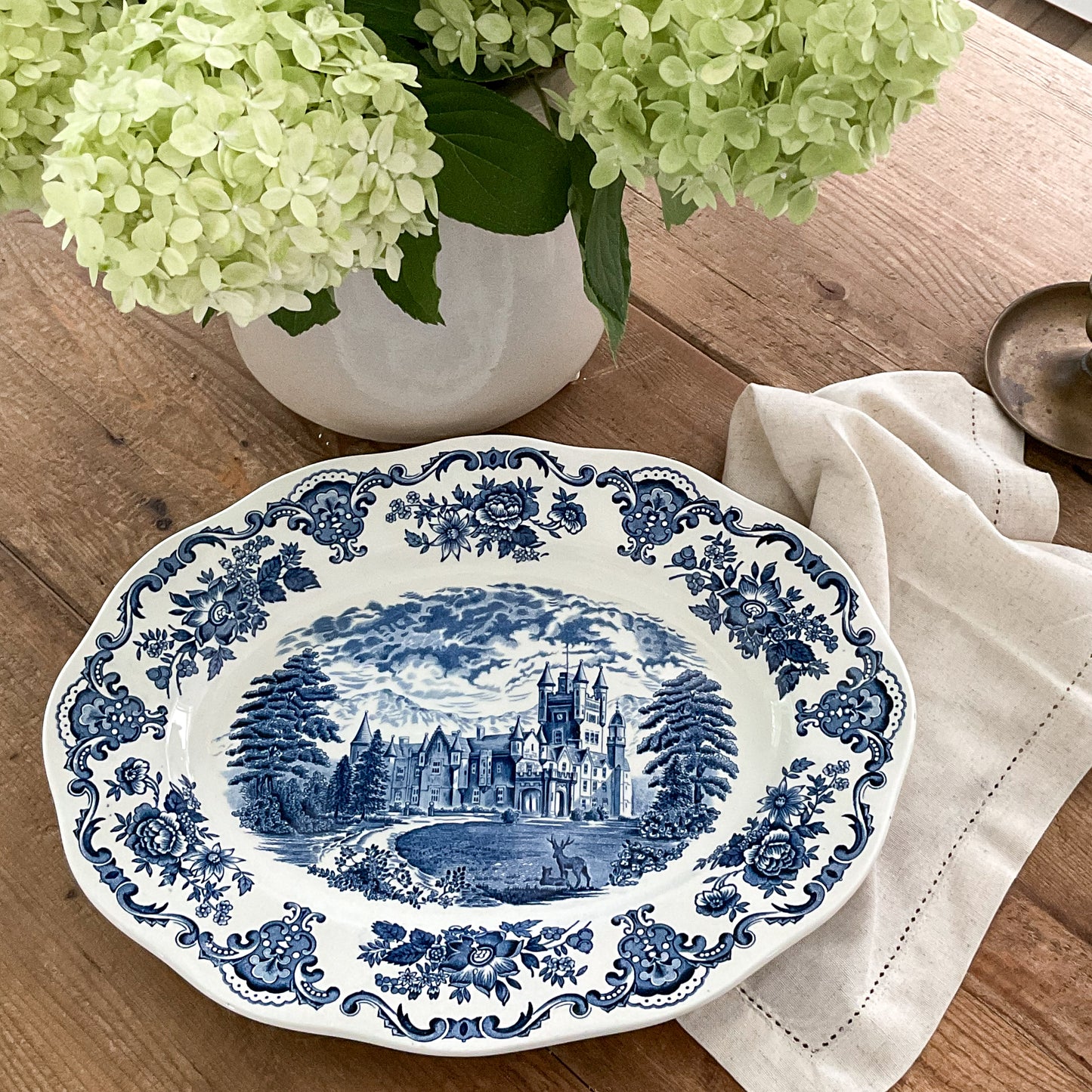 Enoch Wedgwood Balmoral Castle Blue Transferware Oval Platter 12” England
