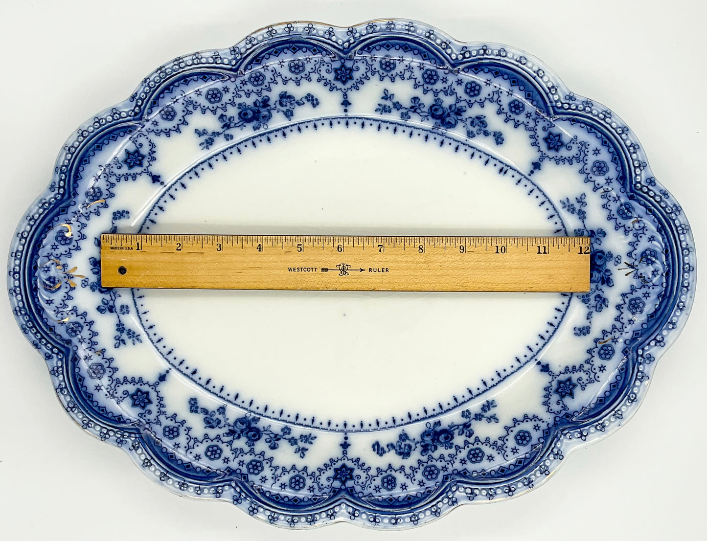 Antique Johnson Bros Dorothy Blue Transferware Oval Serving Platter