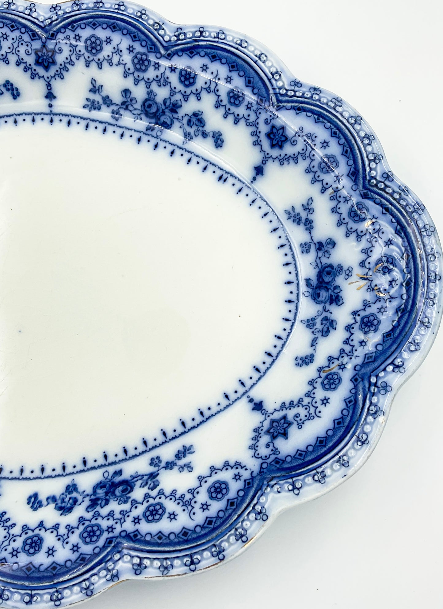 Antique Johnson Bros Dorothy Blue Transferware Oval Serving Platter