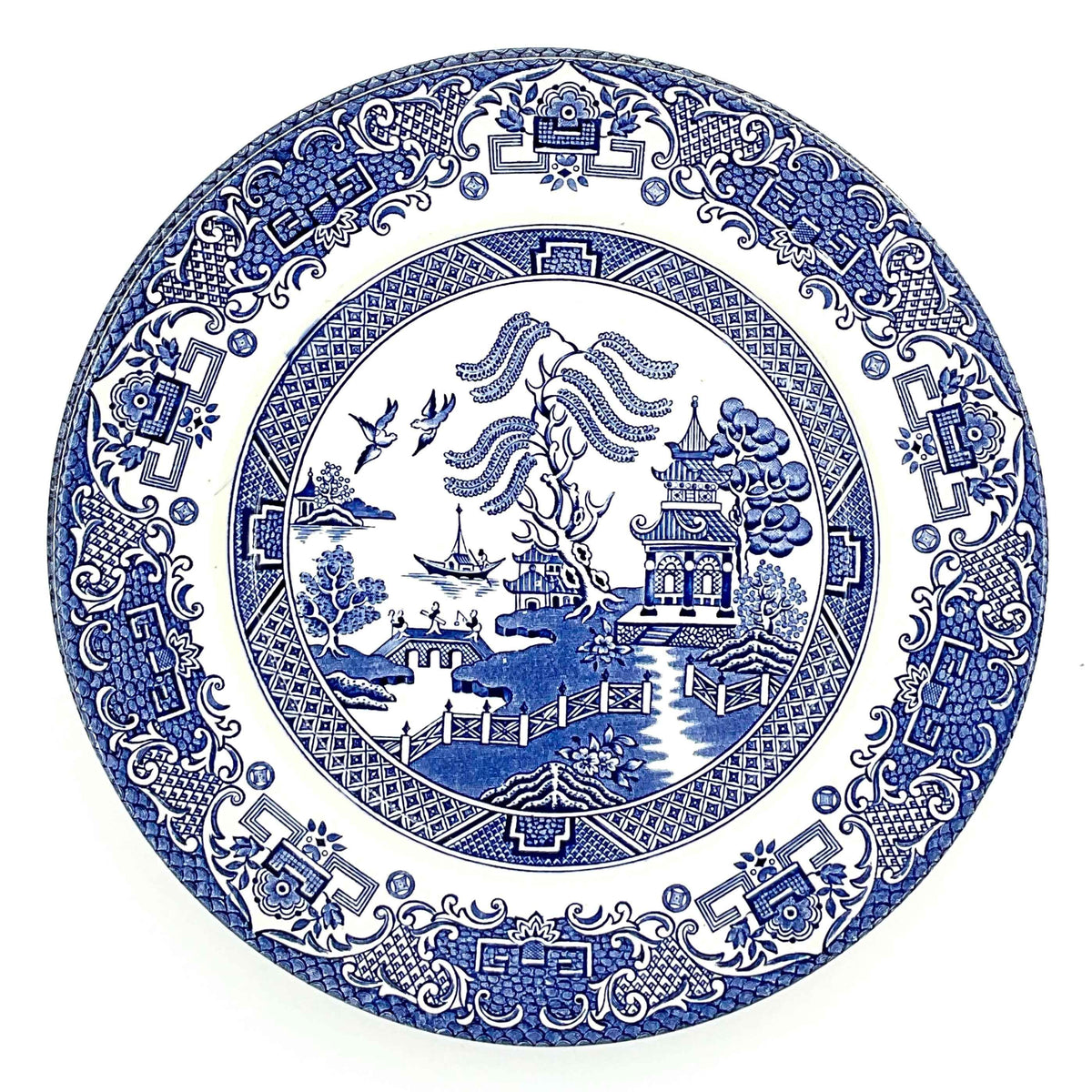 Vintage Staffordshire English Ironstone Blue Willow Plates Set of 4