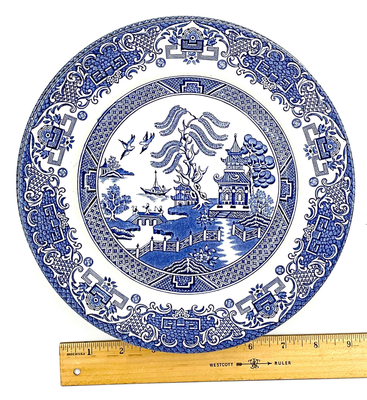 Vintage Staffordshire English Ironstone Blue Willow Plates Set of 4